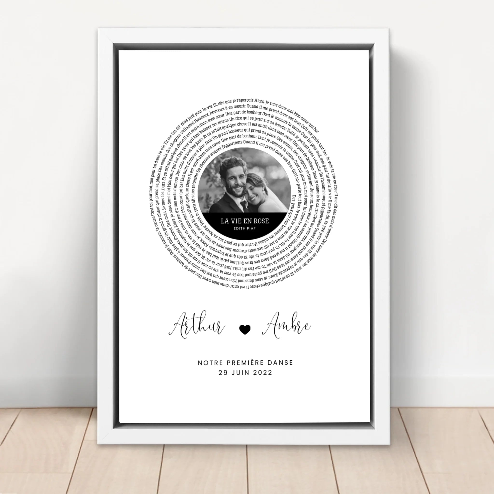 Toile personnalisée – Affiche personnalisée avec paroles de chanson