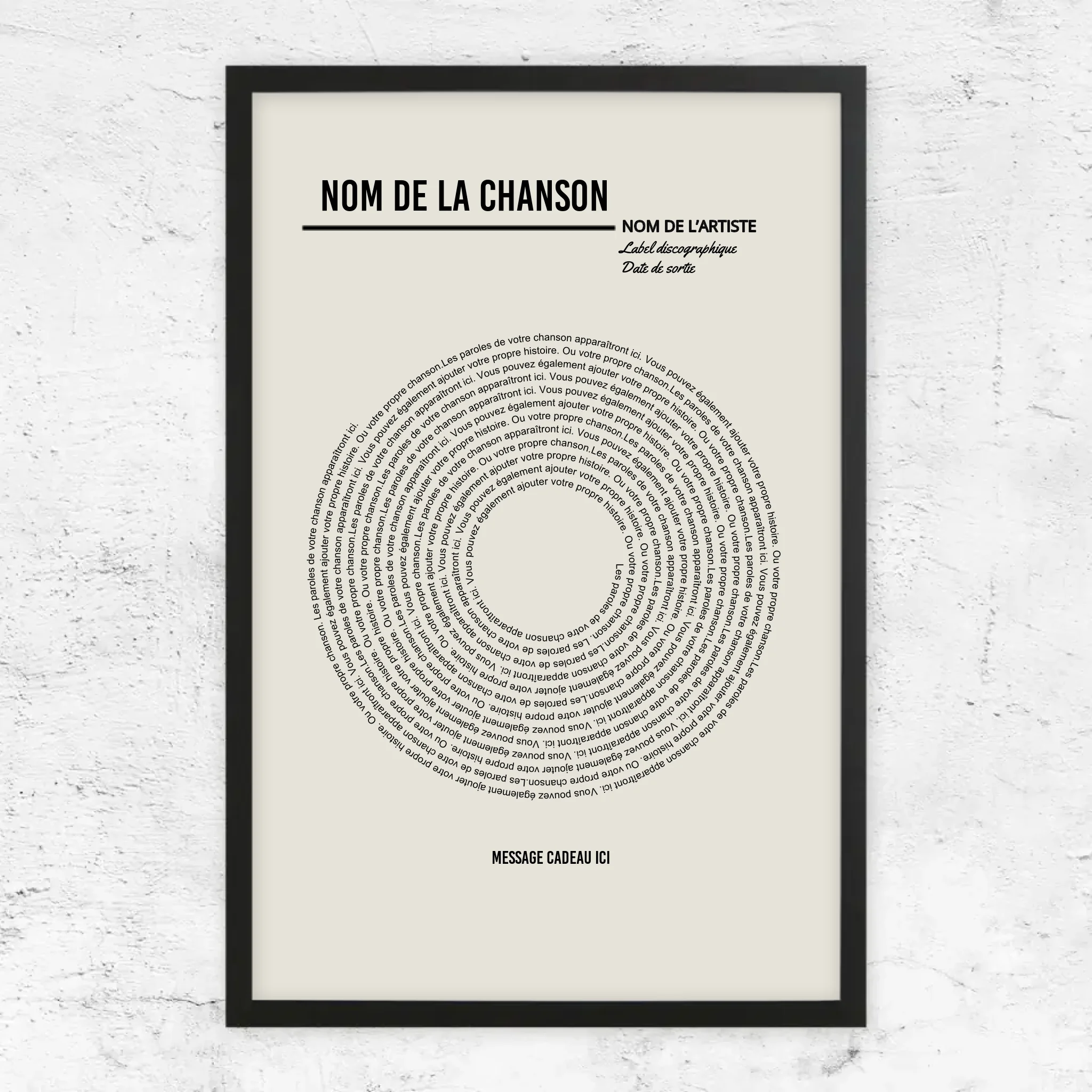 Poster personnalisé – Affiche vinyle personnalisée avec paroles