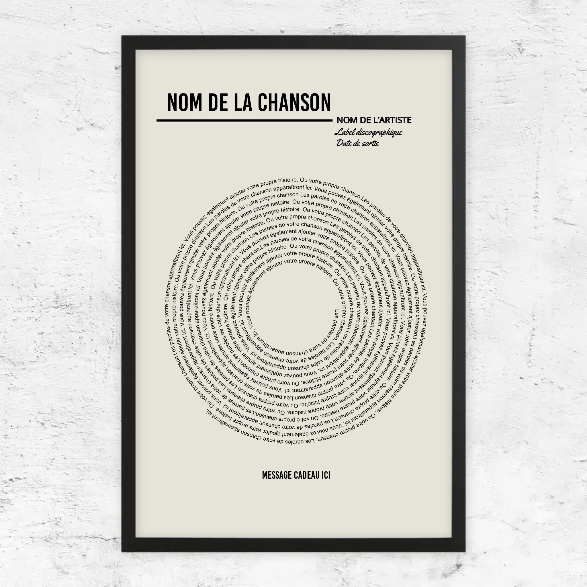 Poster personnalisé – Affiche vinyle personnalisée avec paroles