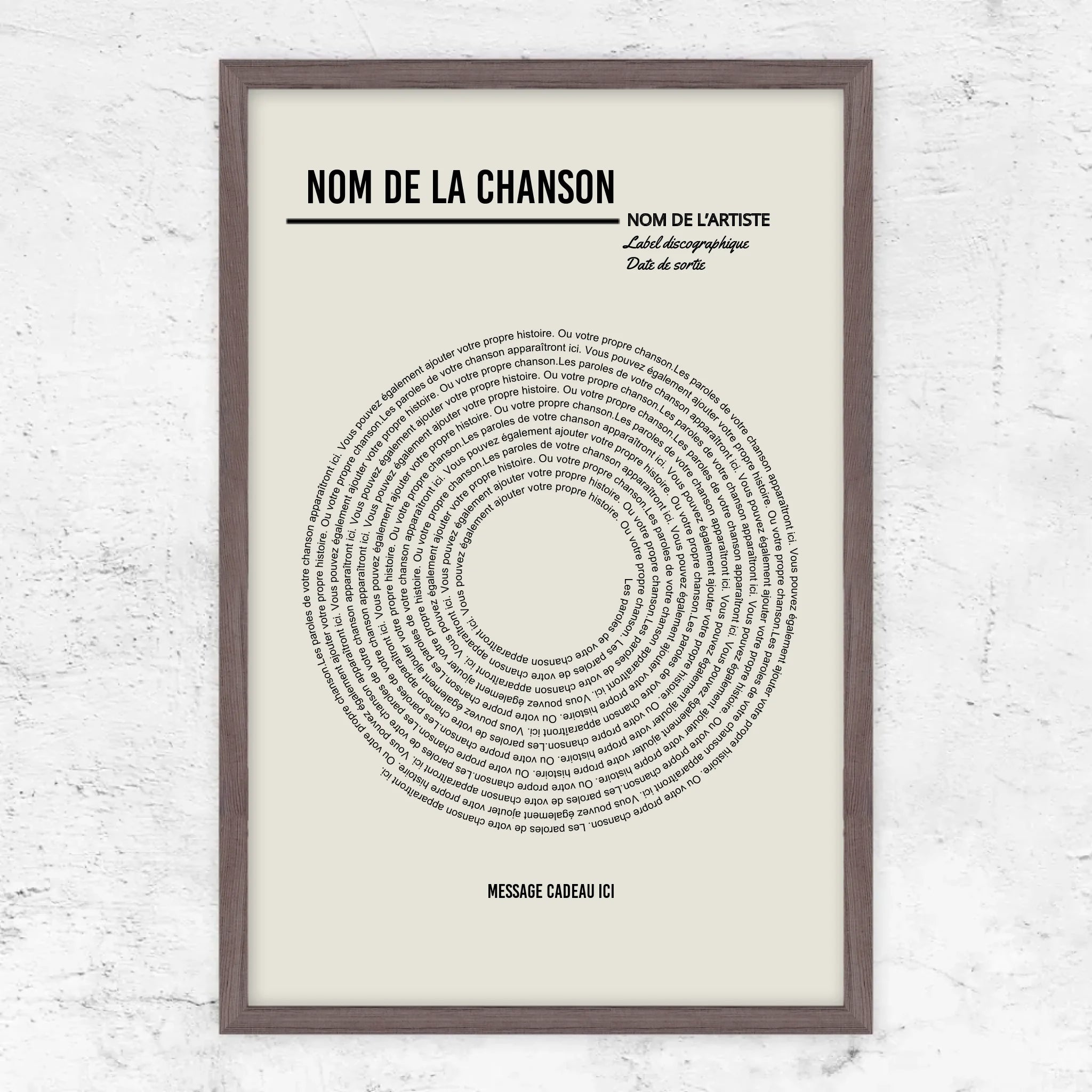 Poster personnalisé – Affiche vinyle personnalisée avec paroles