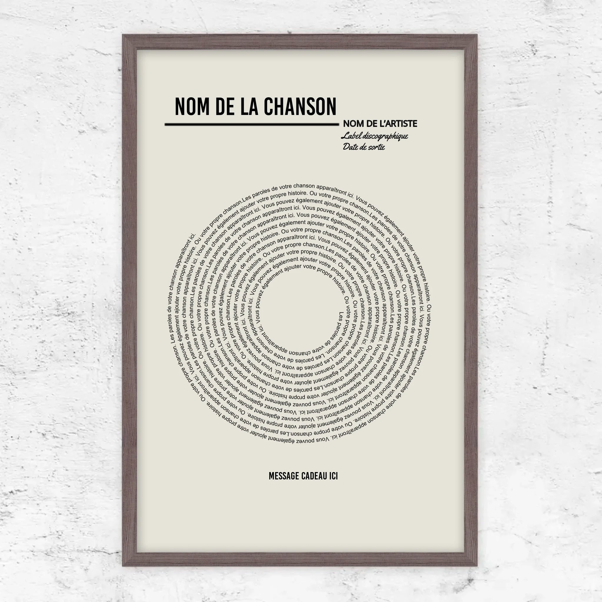 Poster personnalisé – Affiche vinyle personnalisée avec paroles