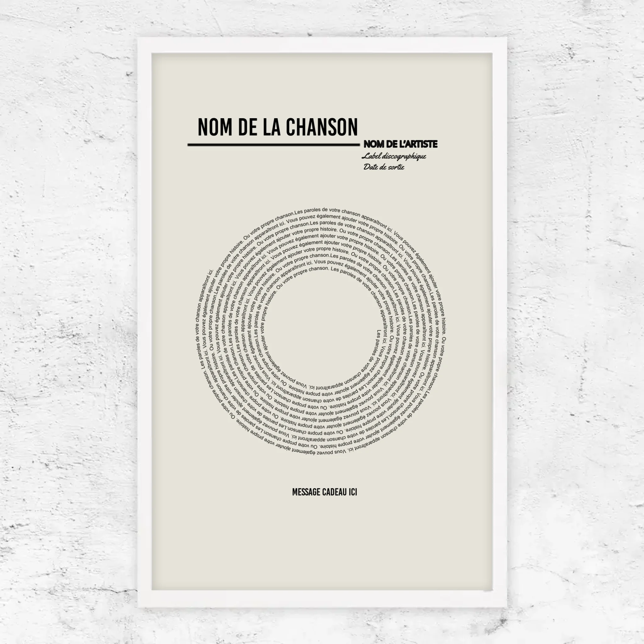 Poster personnalisé – Affiche vinyle personnalisée avec paroles