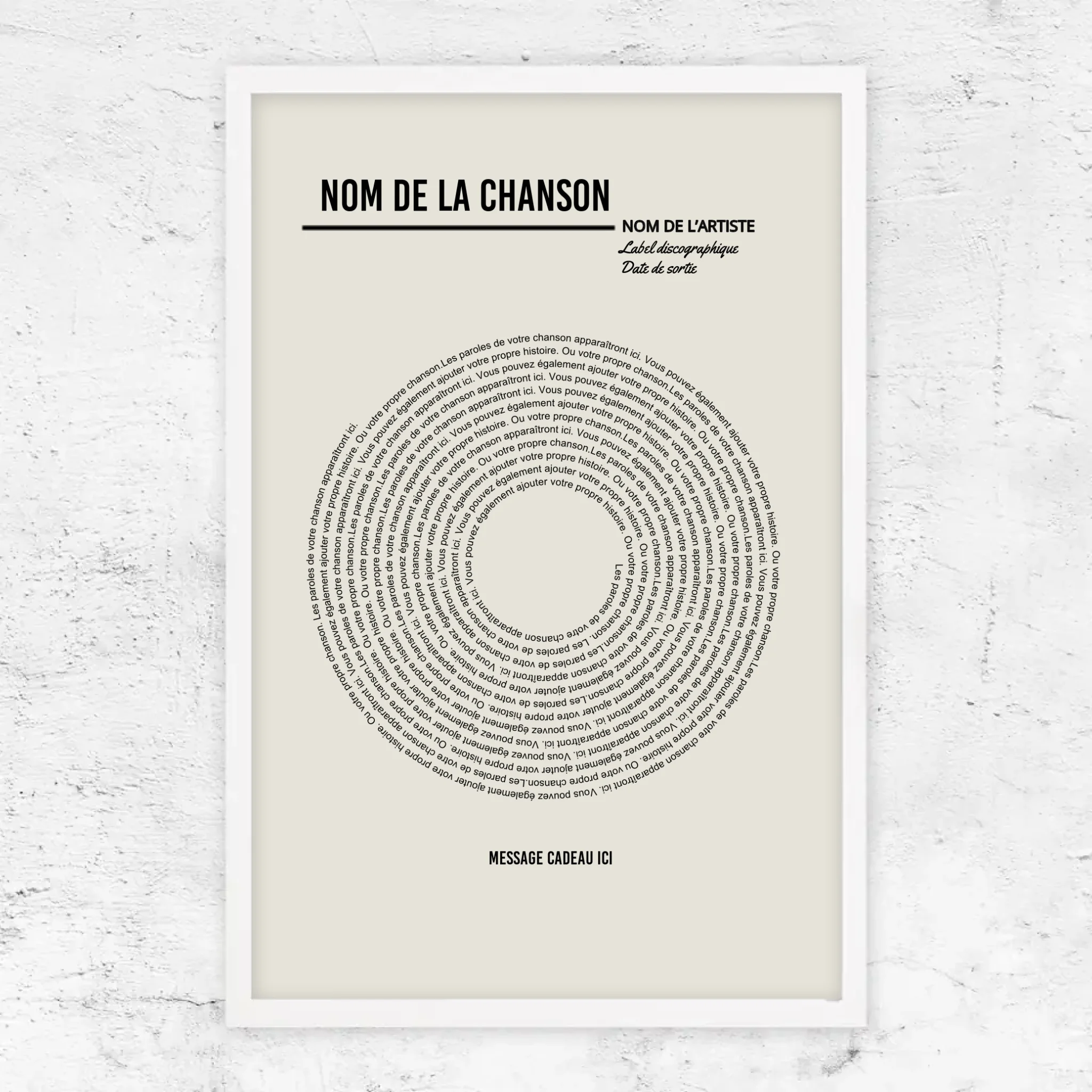 Poster personnalisé – Affiche vinyle personnalisée avec paroles