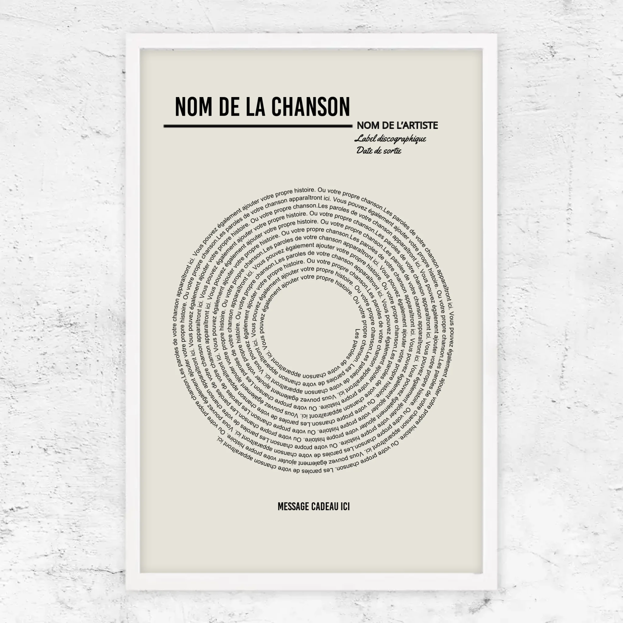 Poster personnalisé – Affiche vinyle personnalisée avec paroles
