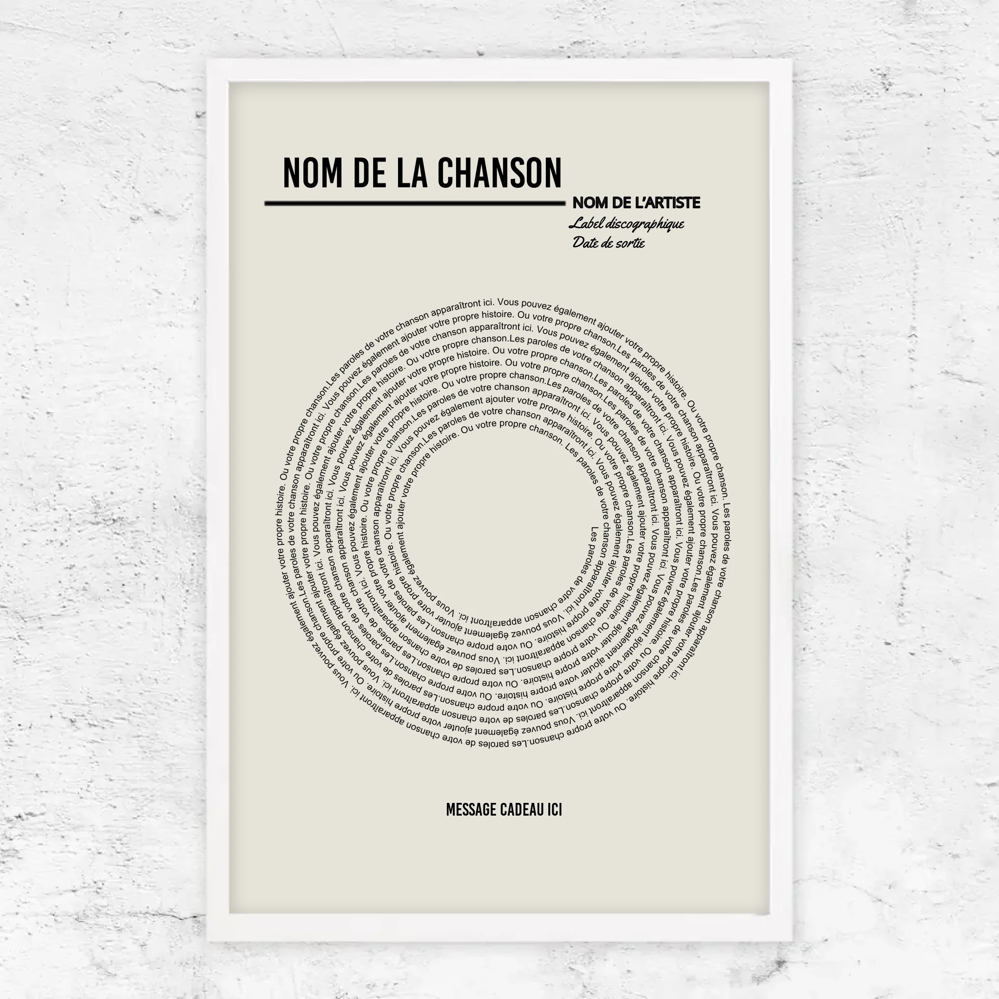 Poster personnalisé – Affiche vinyle personnalisée avec paroles