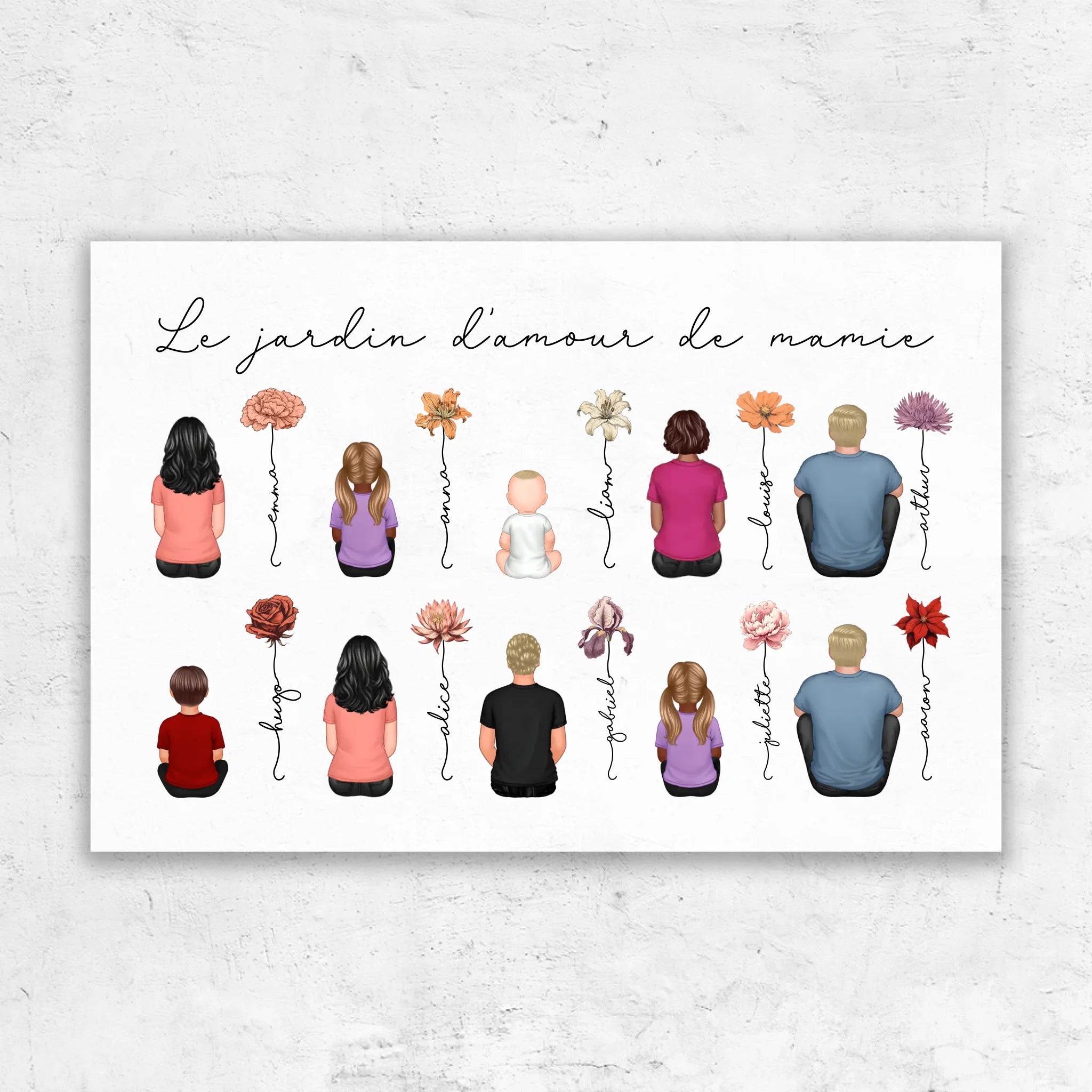 Toile personnalisée – Jardin vintage des fleurs de mois de naissance