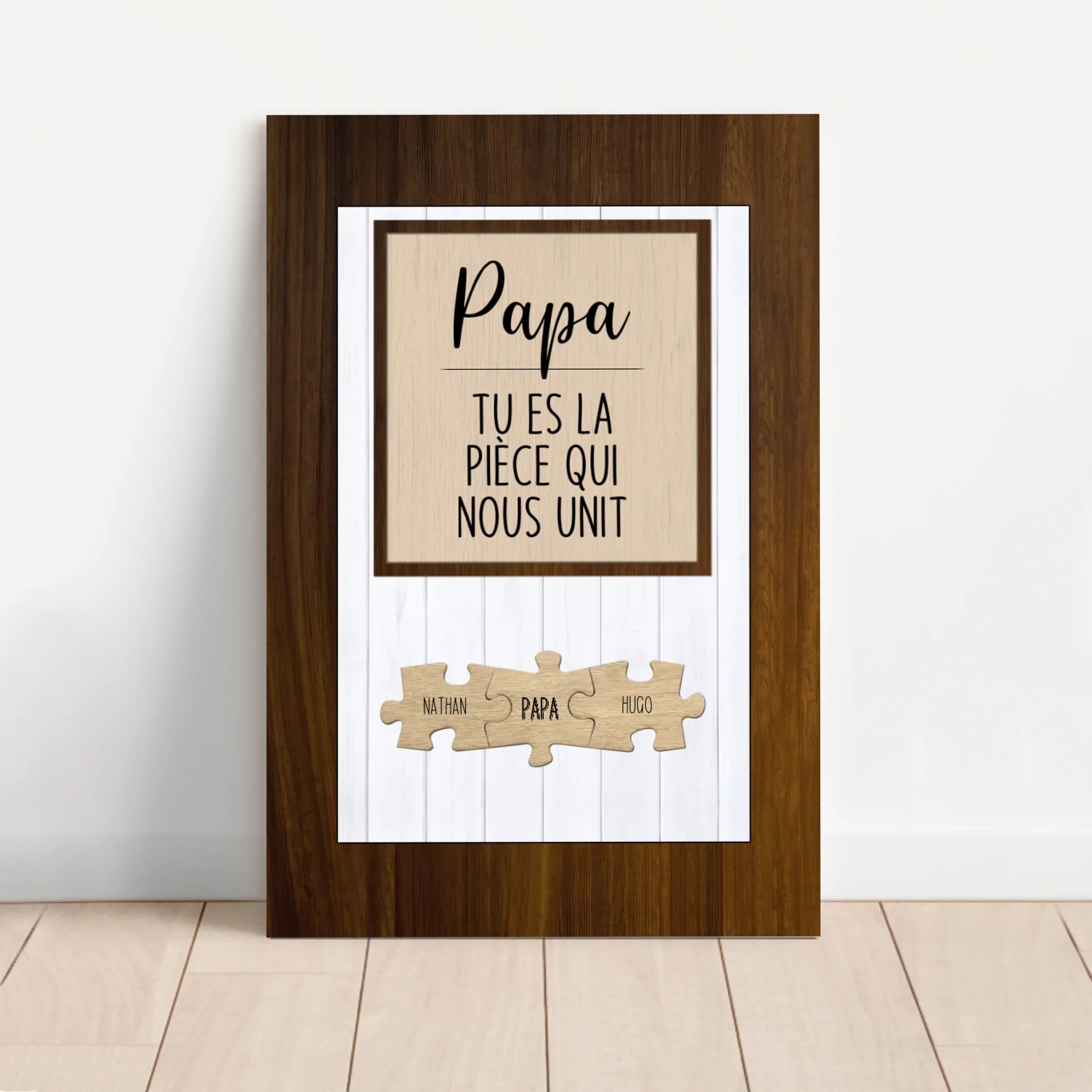 Toile personnalisée – Papa, tu es la pièce du puzzle qui nous unit
