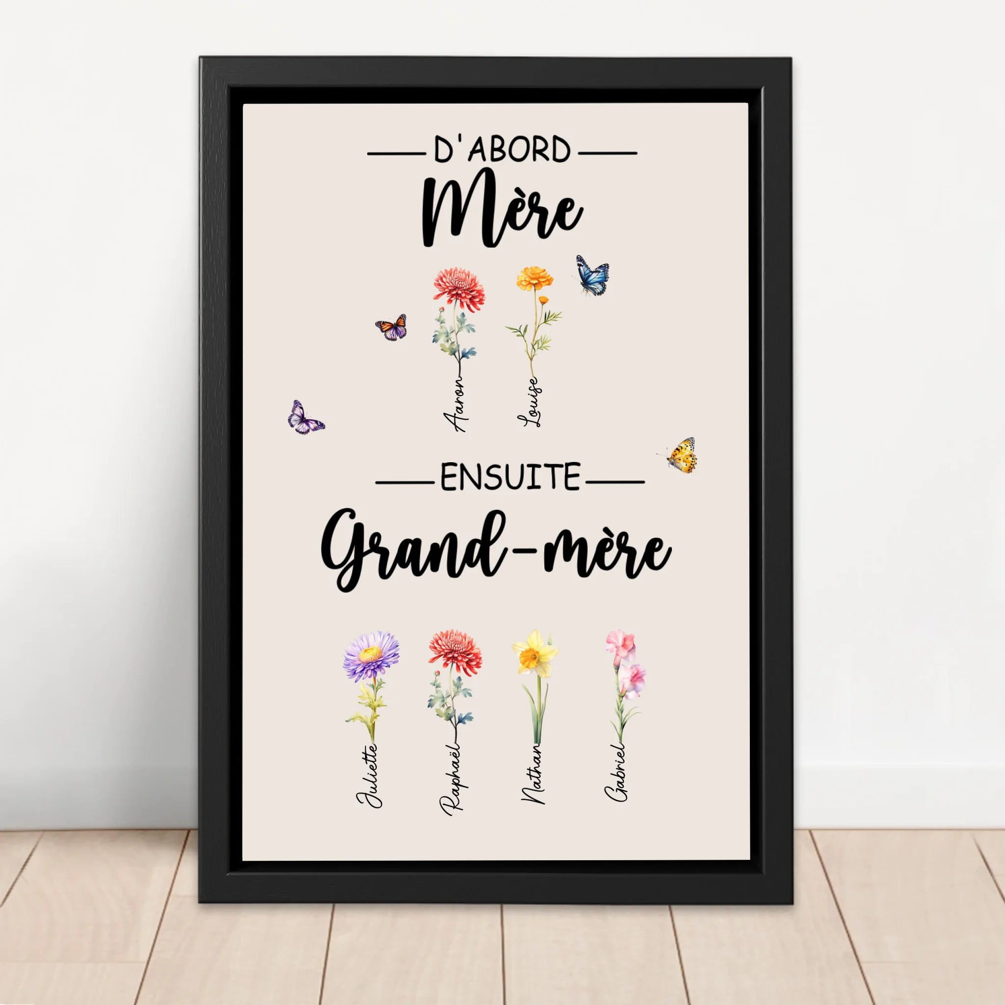 Toile personnalisée "D'abord maman, ensuite grand-mère"