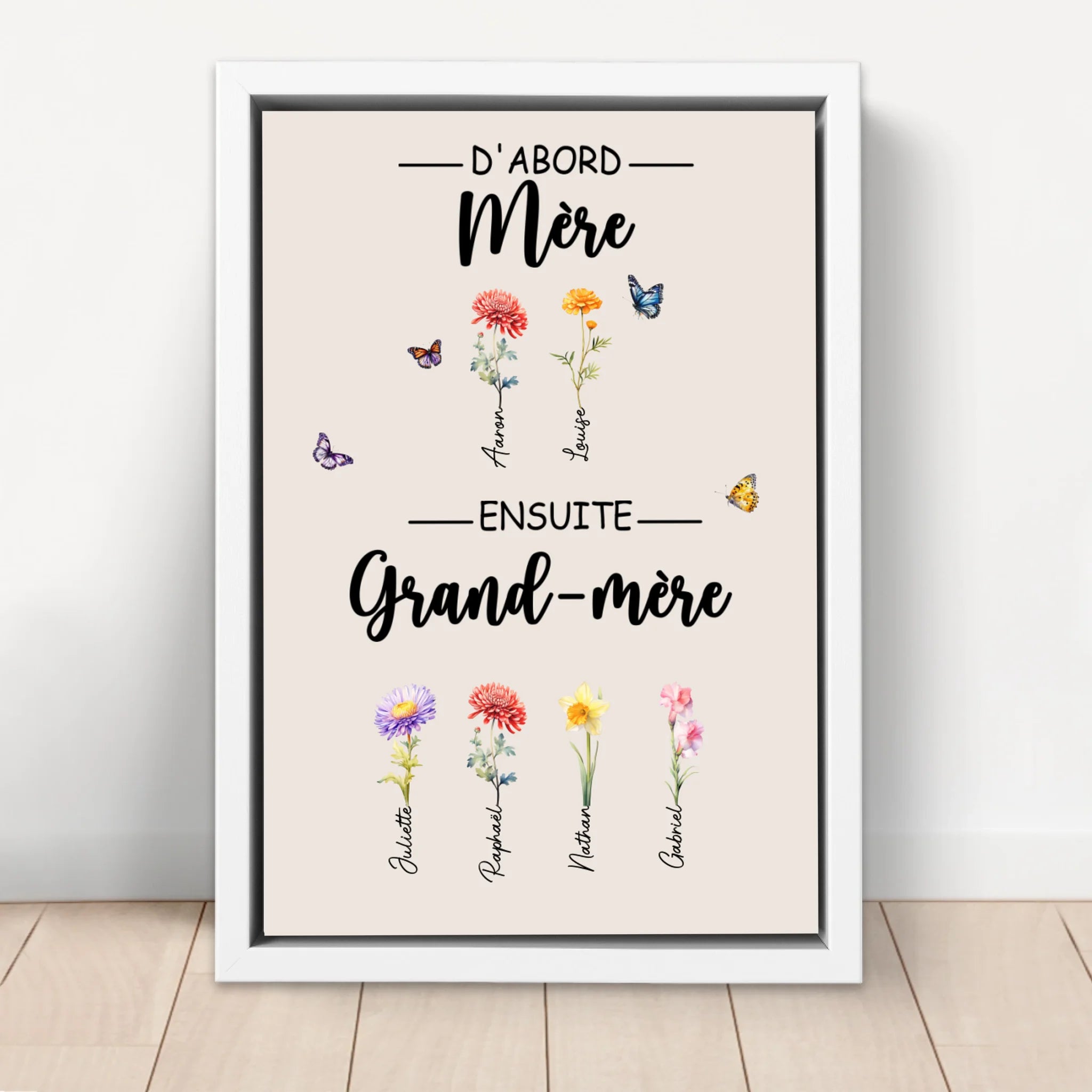 Toile personnalisée "D'abord maman, ensuite grand-mère"