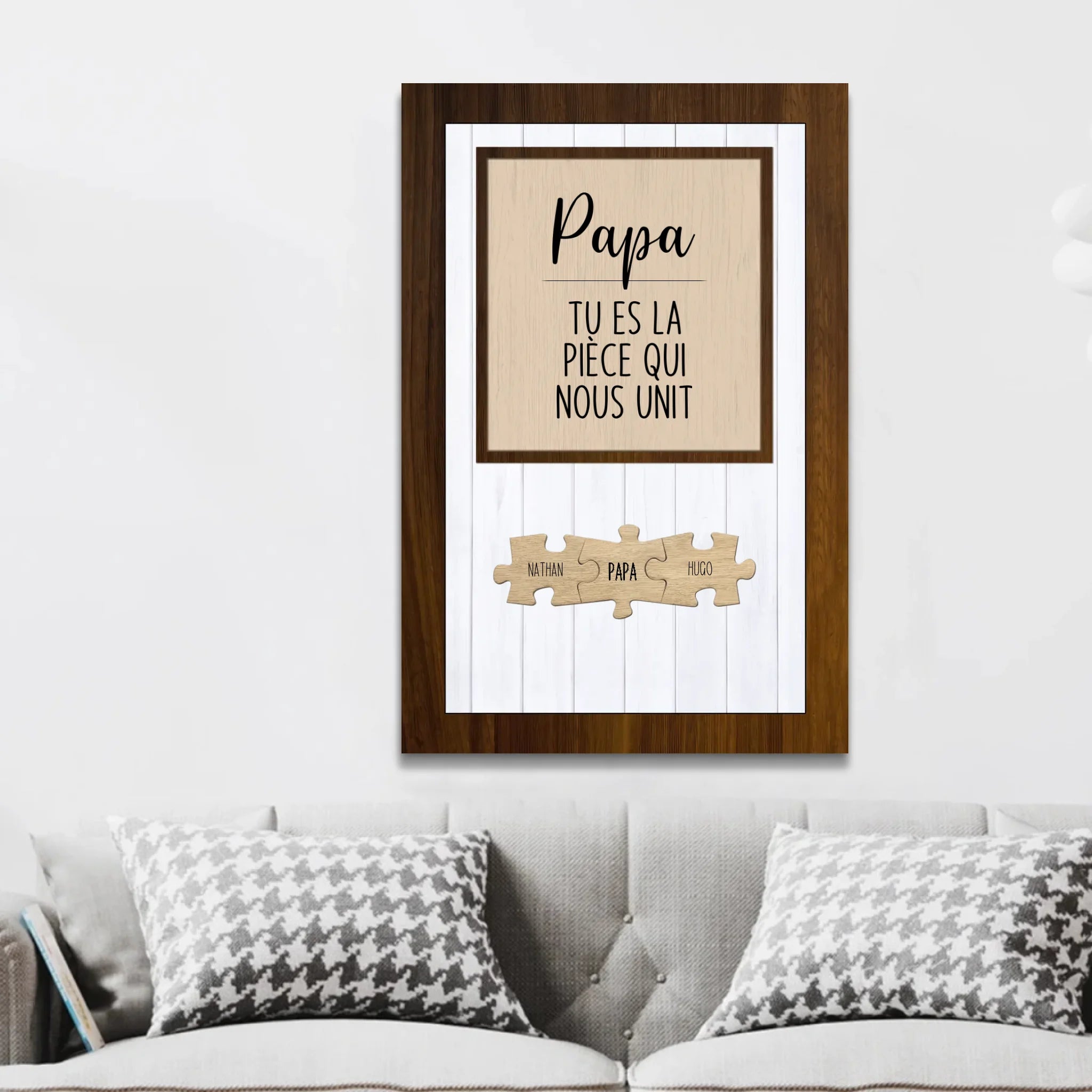 Toile personnalisée – Papa, tu es la pièce du puzzle qui nous unit