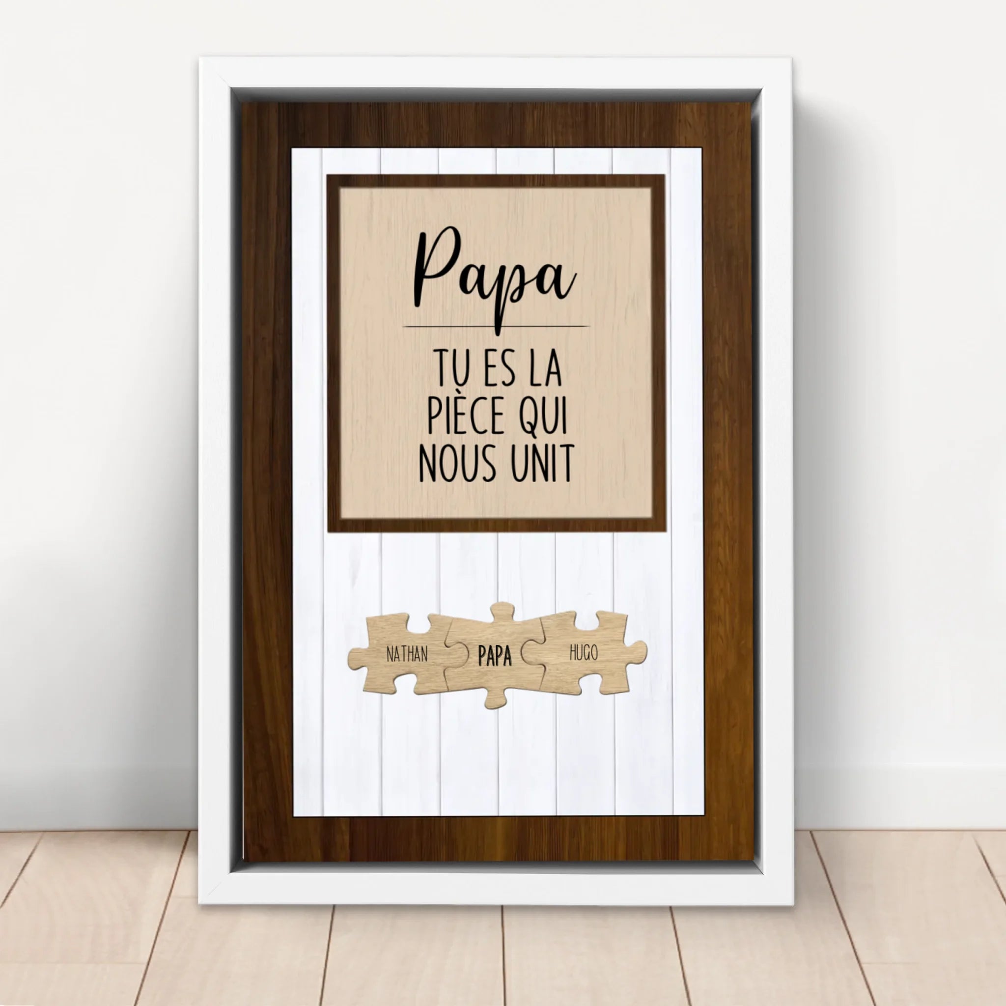 Toile personnalisée – Papa, tu es la pièce du puzzle qui nous unit