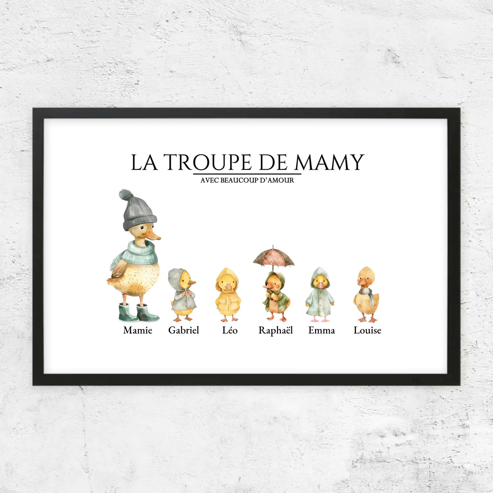 Poster personnalisé – Le troupeau de Mamie avec des flaques d’amour