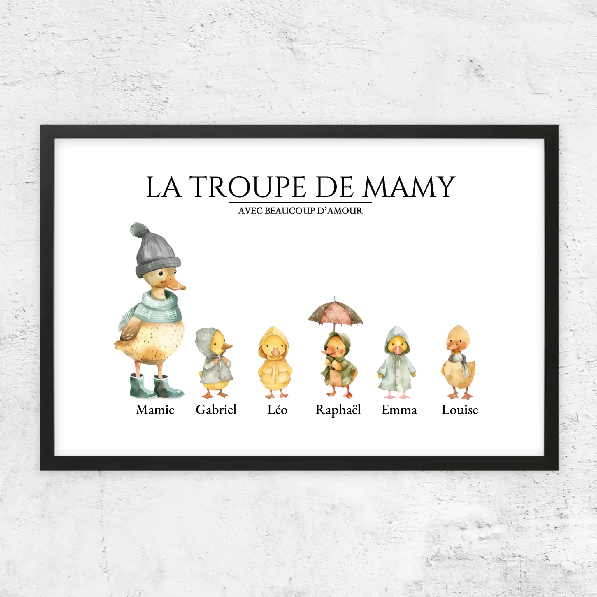 Poster personnalisé – Le troupeau de Mamie avec des flaques d’amour