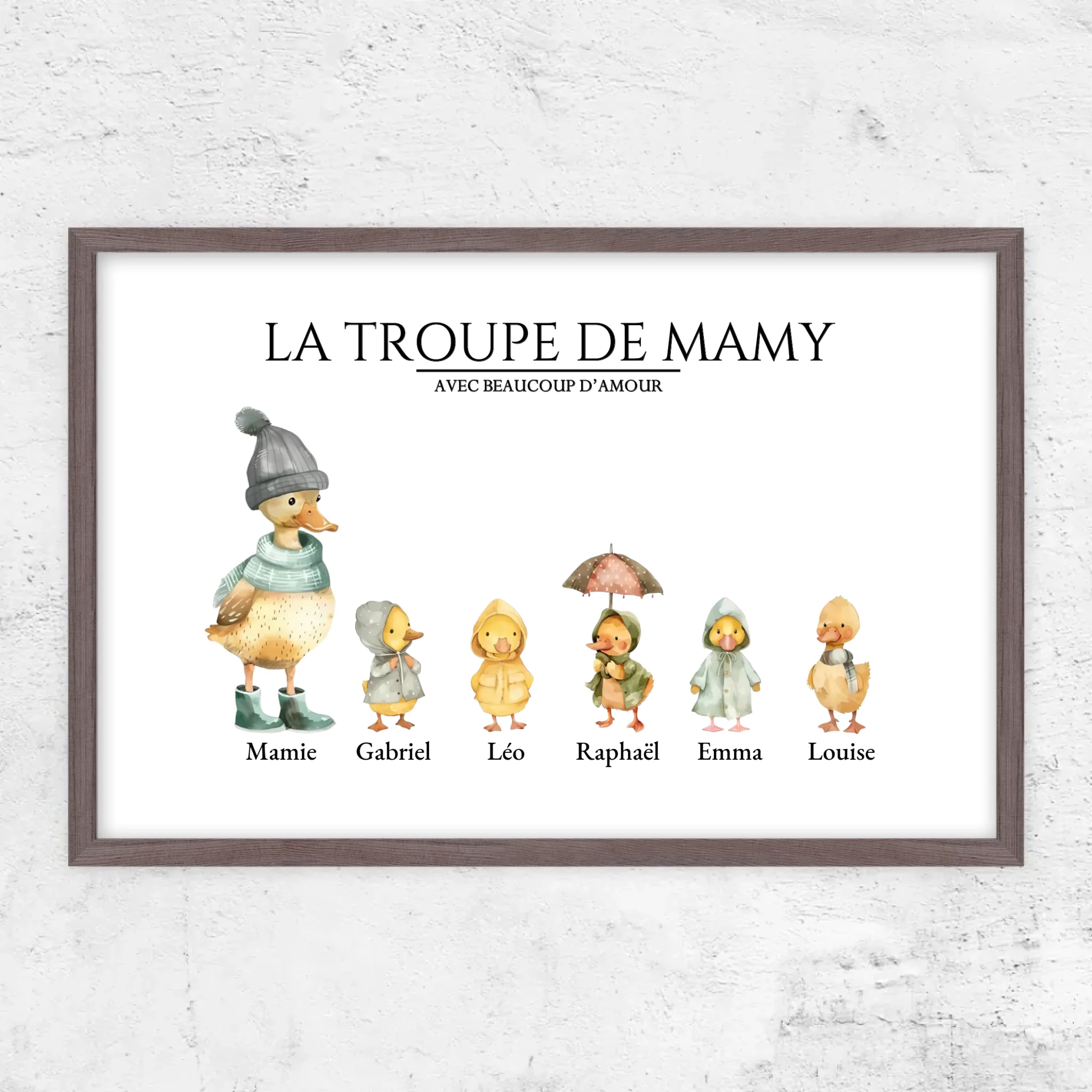 Poster personnalisé – Le troupeau de Mamie avec des flaques d’amour