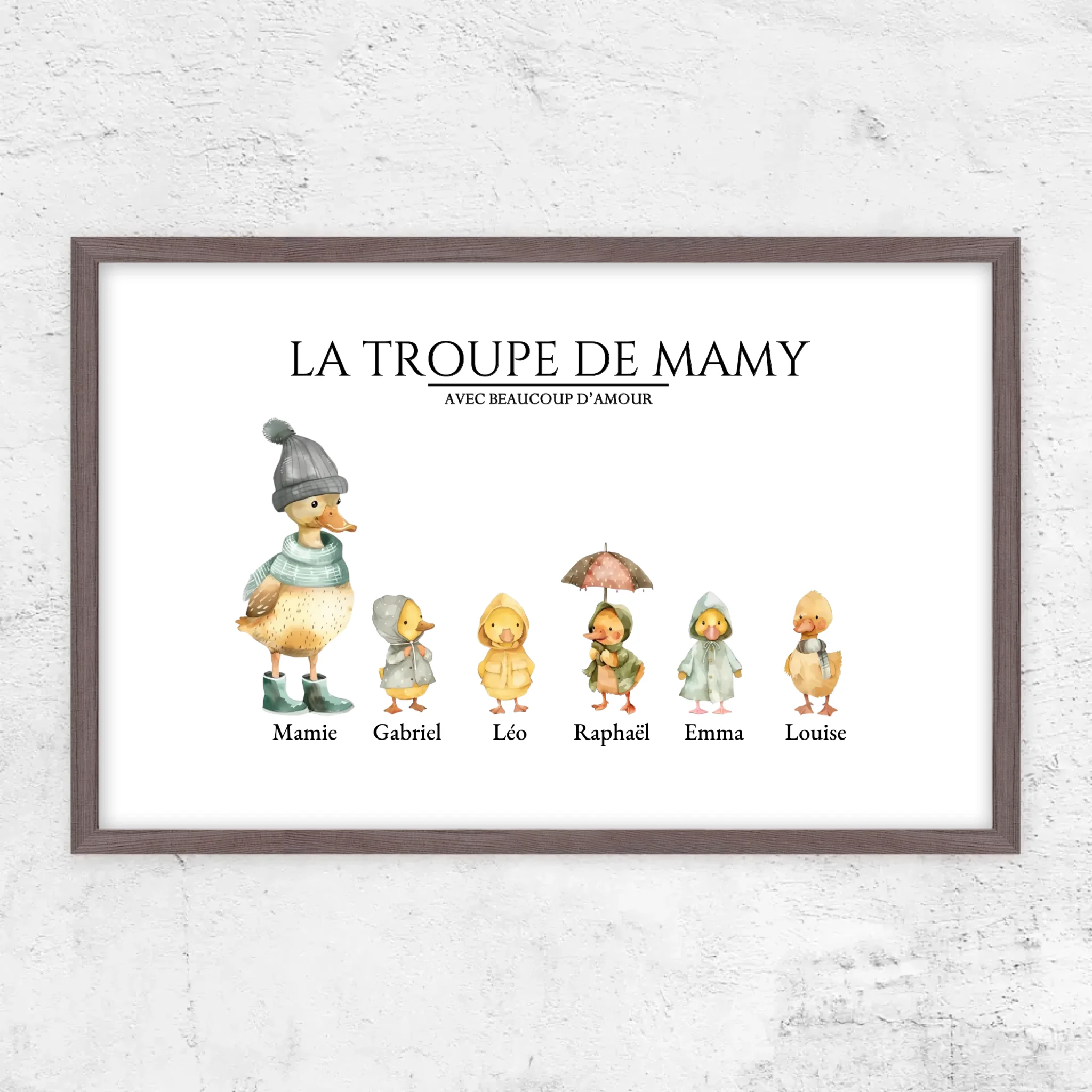 Poster personnalisé – Le troupeau de Mamie avec des flaques d’amour
