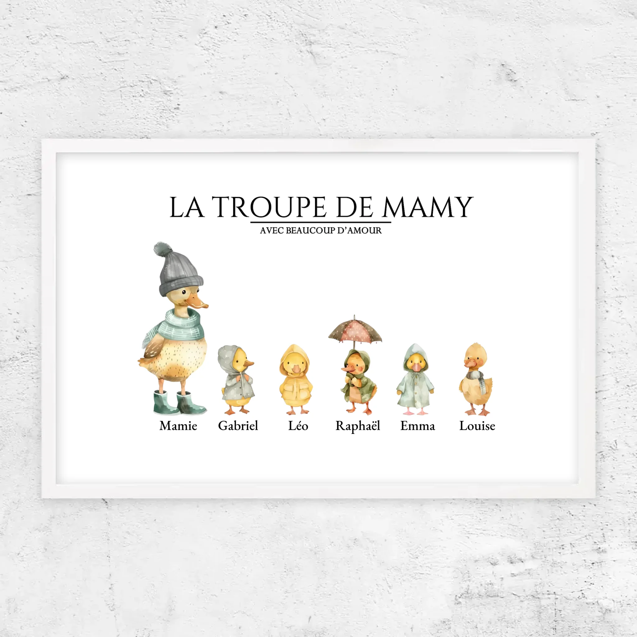 Poster personnalisé – Le troupeau de Mamie avec des flaques d’amour
