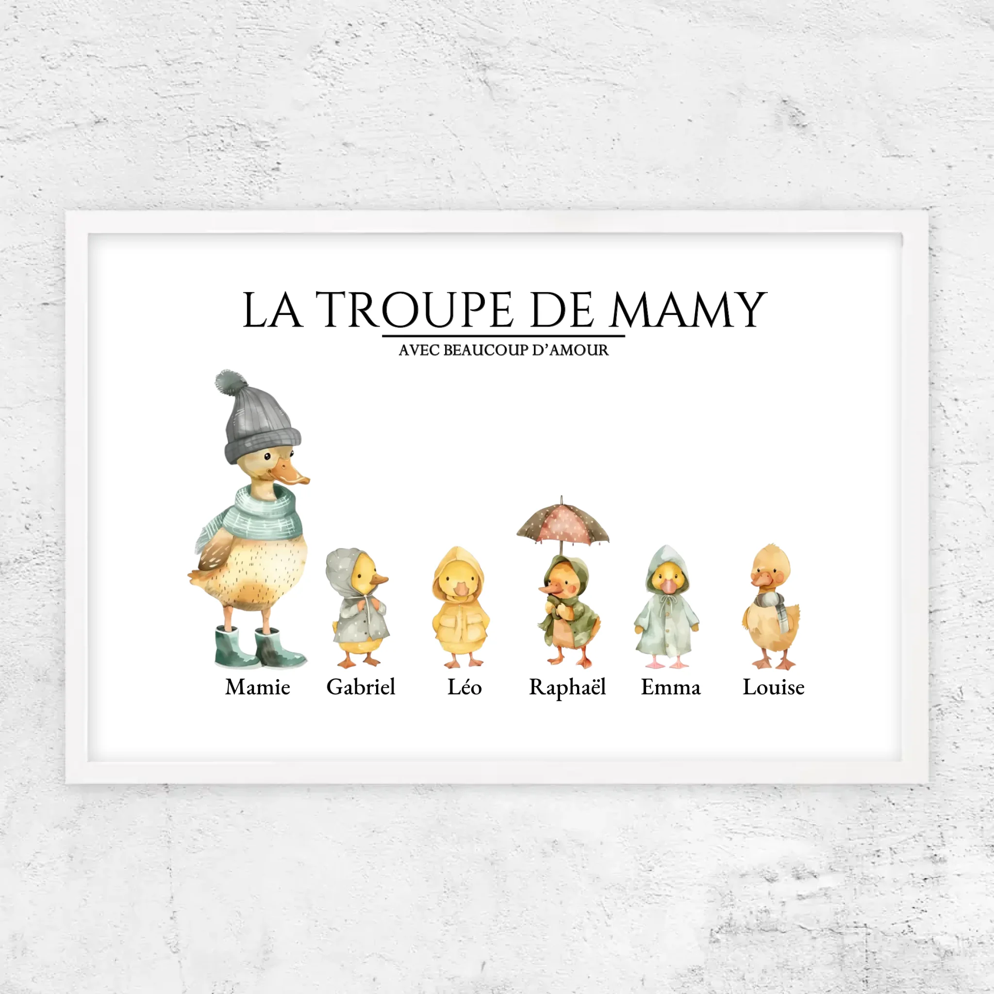 Poster personnalisé – Le troupeau de Mamie avec des flaques d’amour