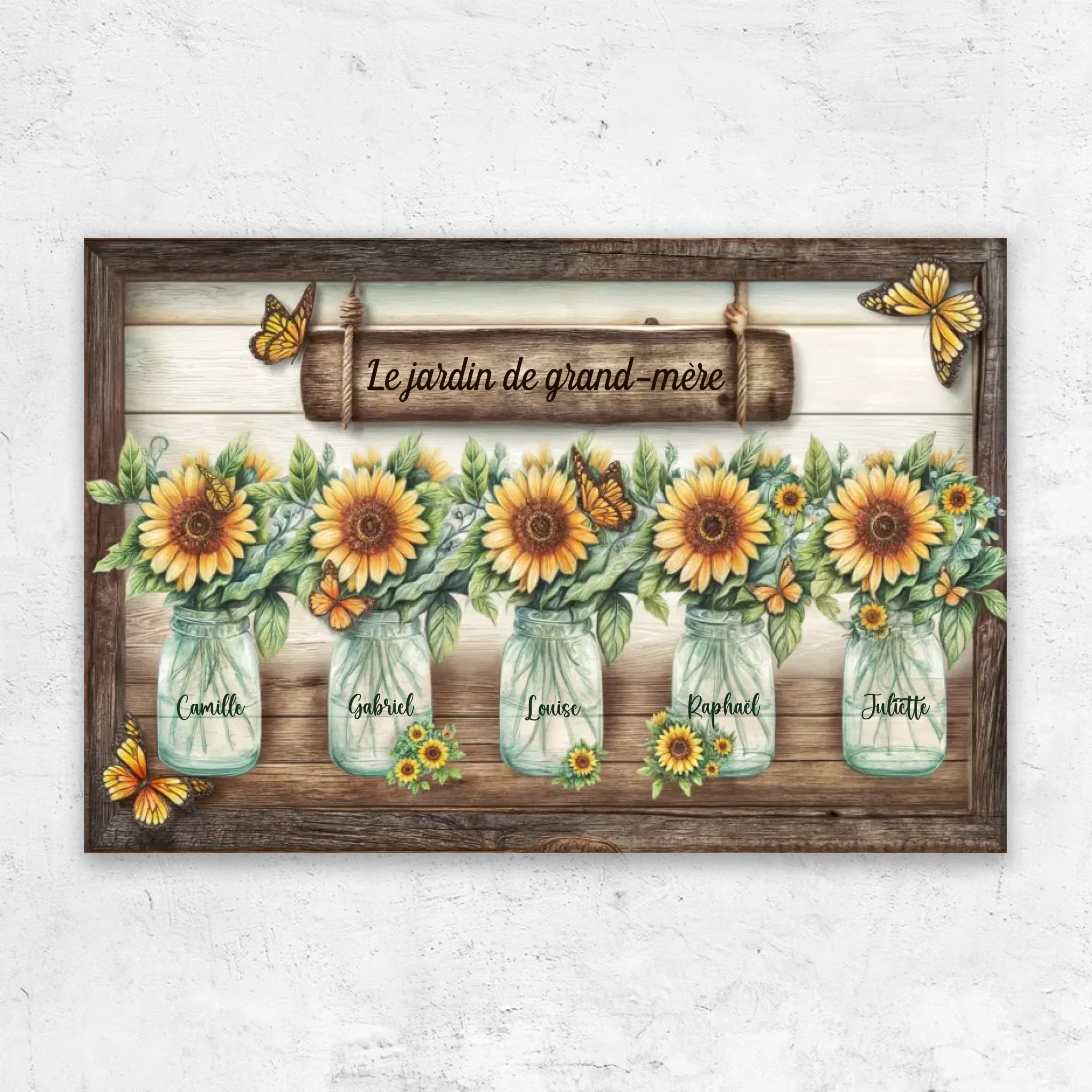 Toile personnalisée – Le jardin de tournesols de mamie