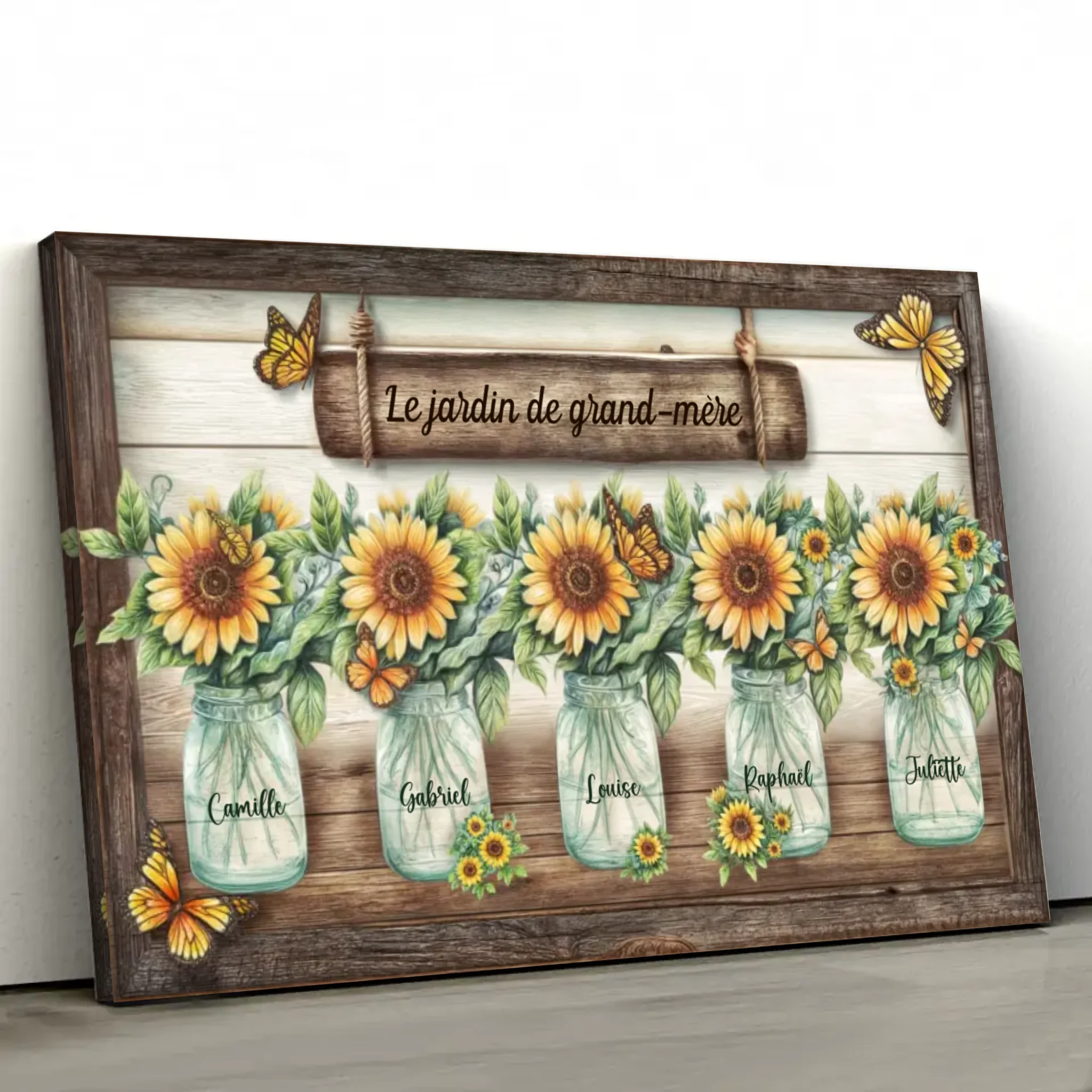 Toile personnalisée – Le jardin de tournesols de mamie