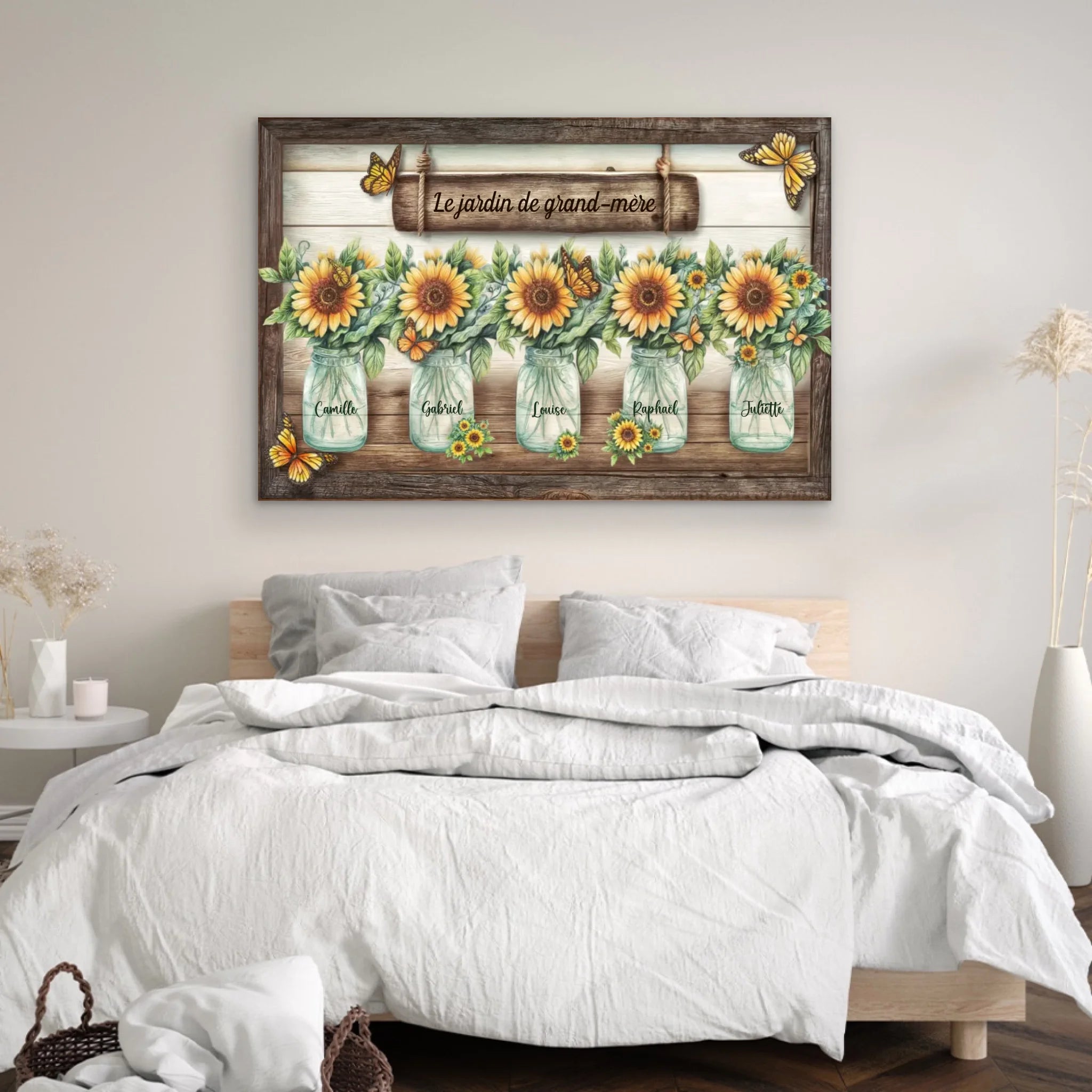 Toile personnalisée – Le jardin de tournesols de mamie