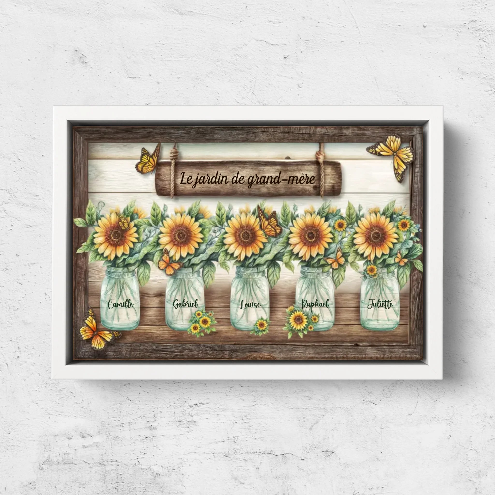 Toile personnalisée – Le jardin de tournesols de mamie