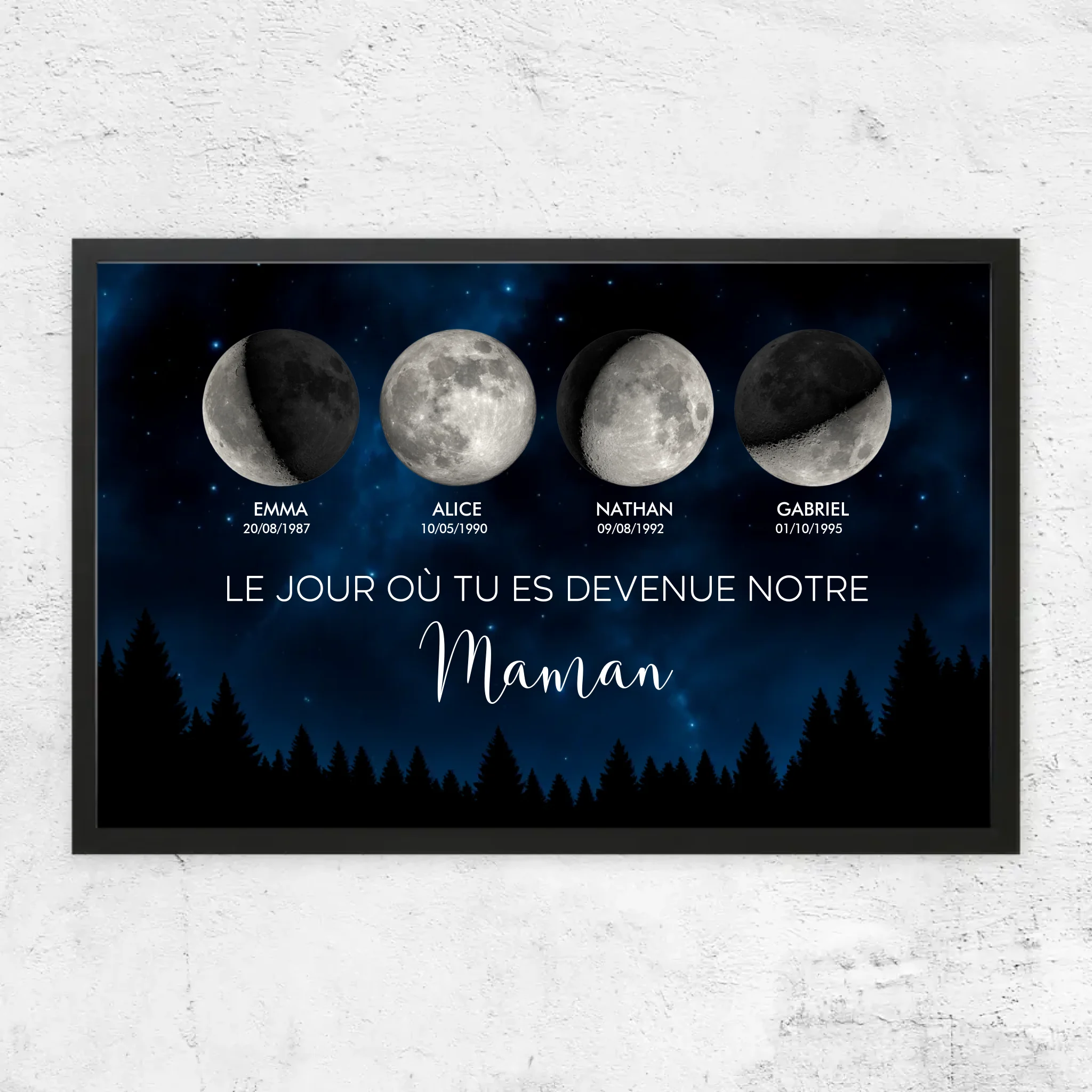 Poster personnalisé – Phase de lune - Les jours où tu es devenue notre maman