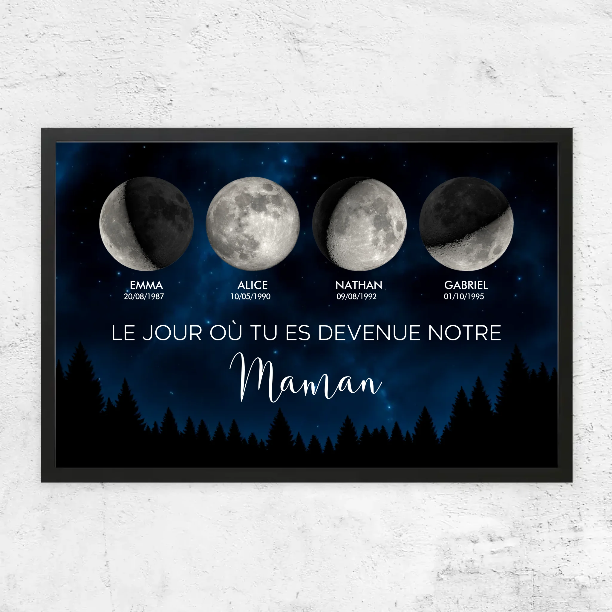 Poster personnalisé – Phase de lune - Les jours où tu es devenue notre maman
