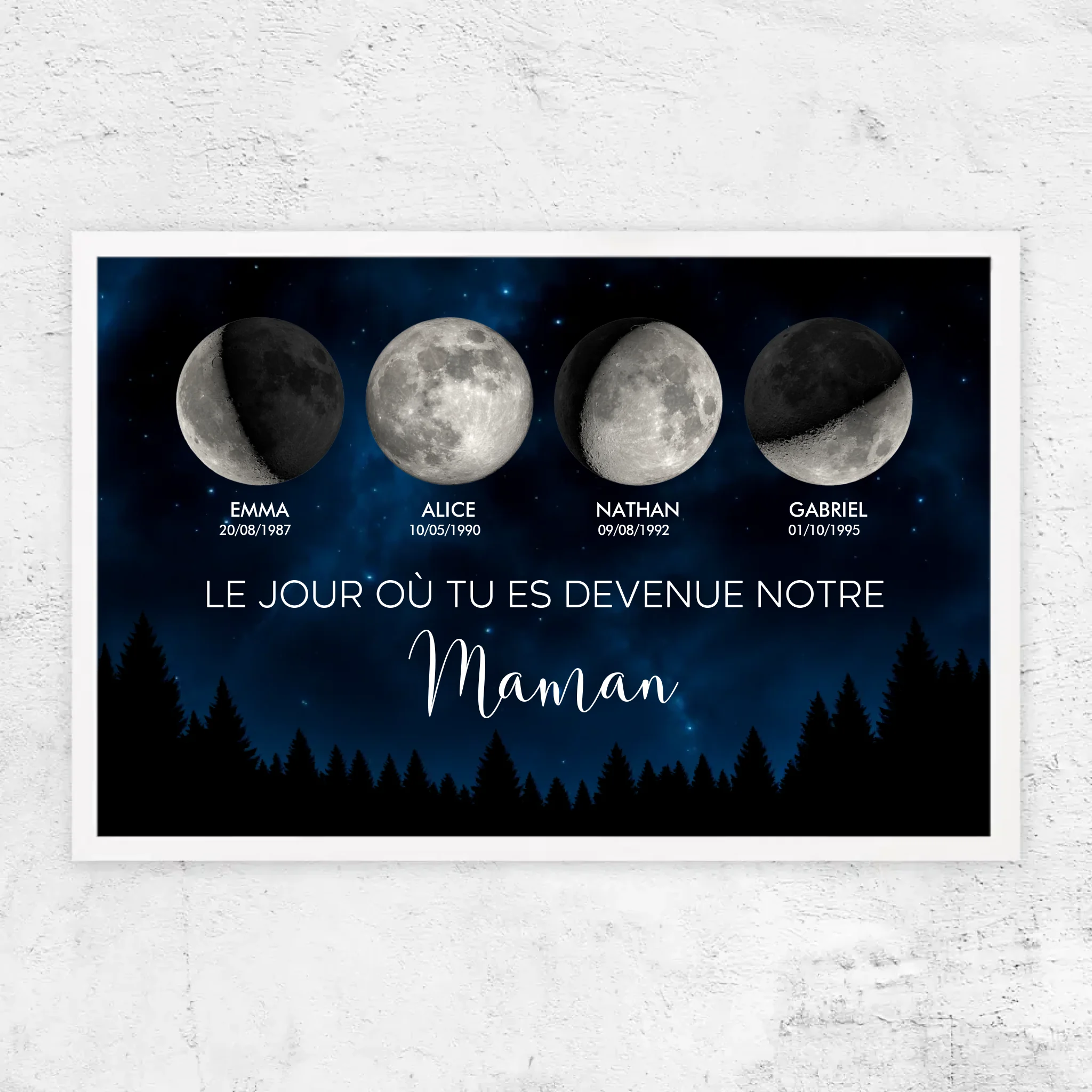 Poster personnalisé – Phase de lune - Les jours où tu es devenue notre maman