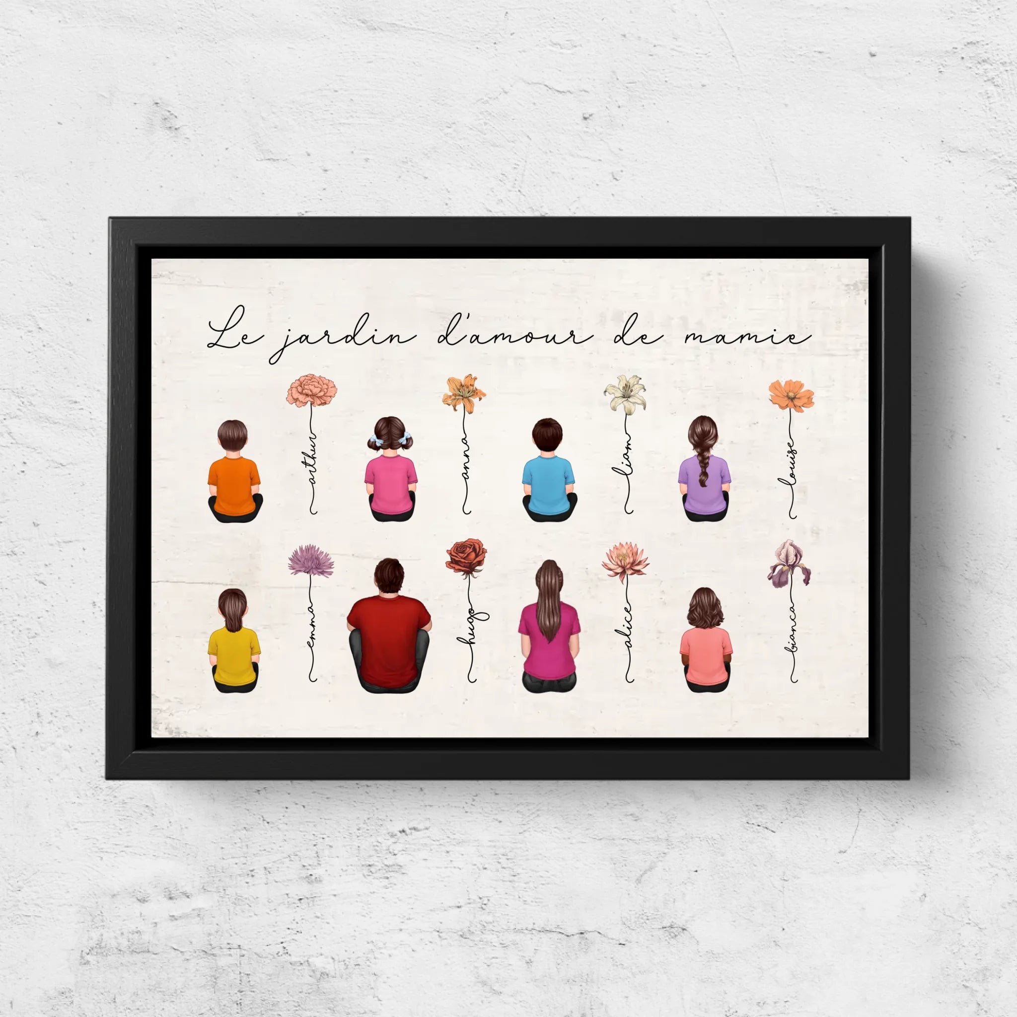 Toile personnalisée – Jardin vintage des fleurs de mois de naissance