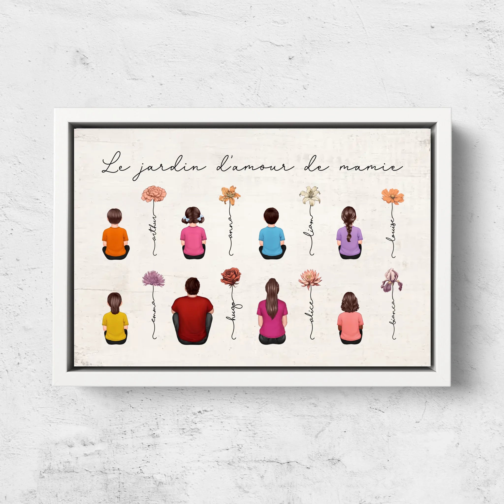 Toile personnalisée – Jardin vintage des fleurs de mois de naissance