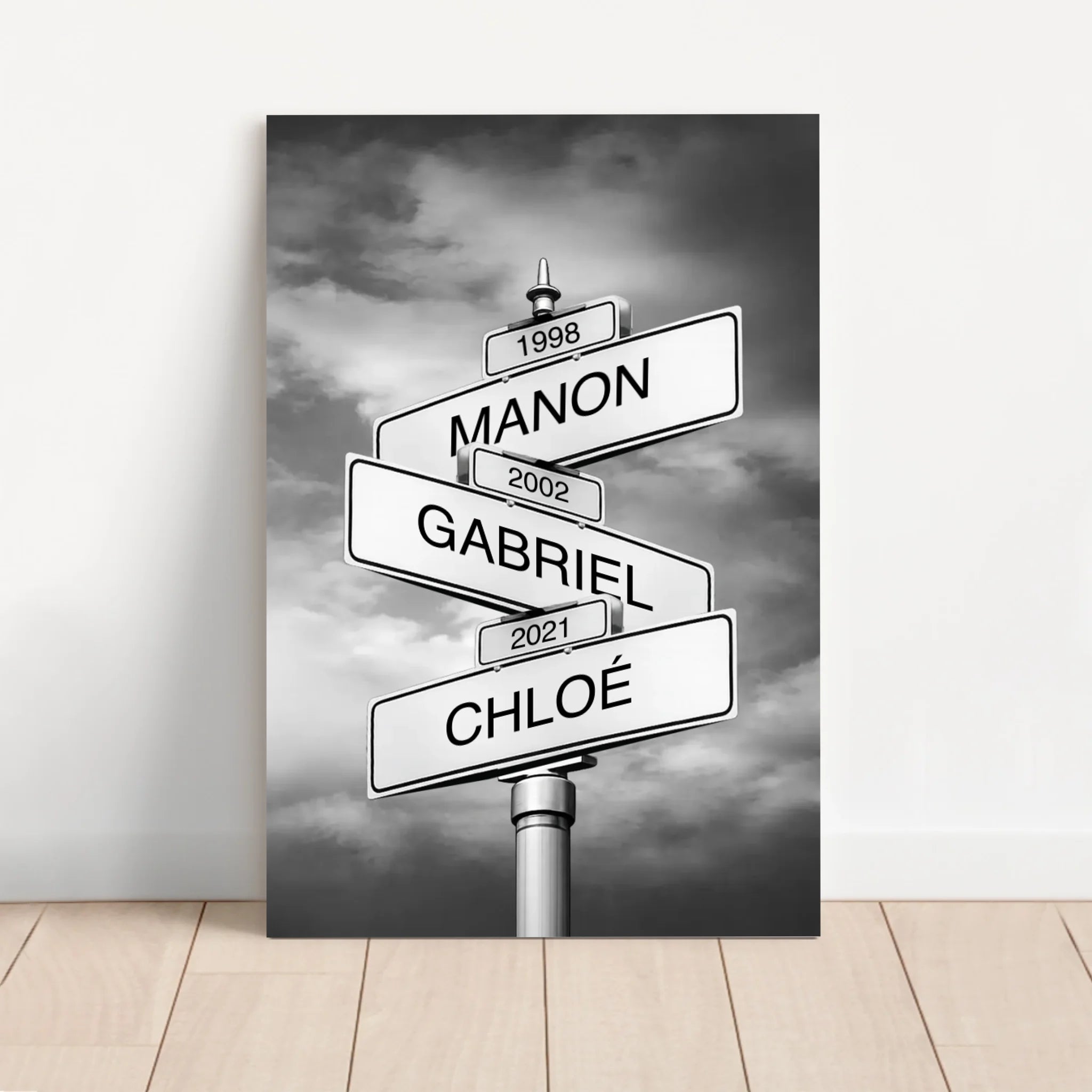 Toile personnalisée – Panneau de rue avec nom de famille et date