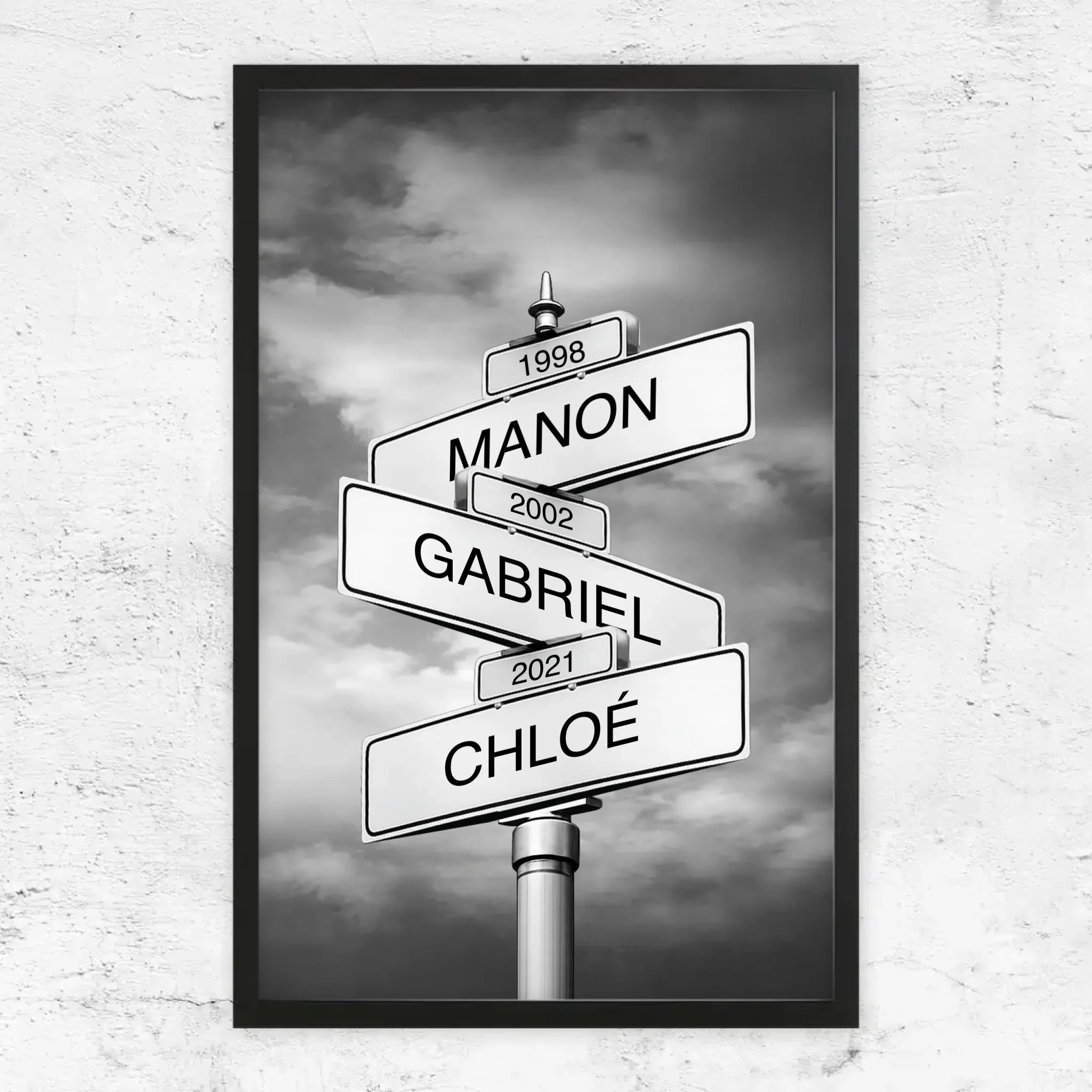 Poster personnalisé – Panneau de rue avec nom de famille et date