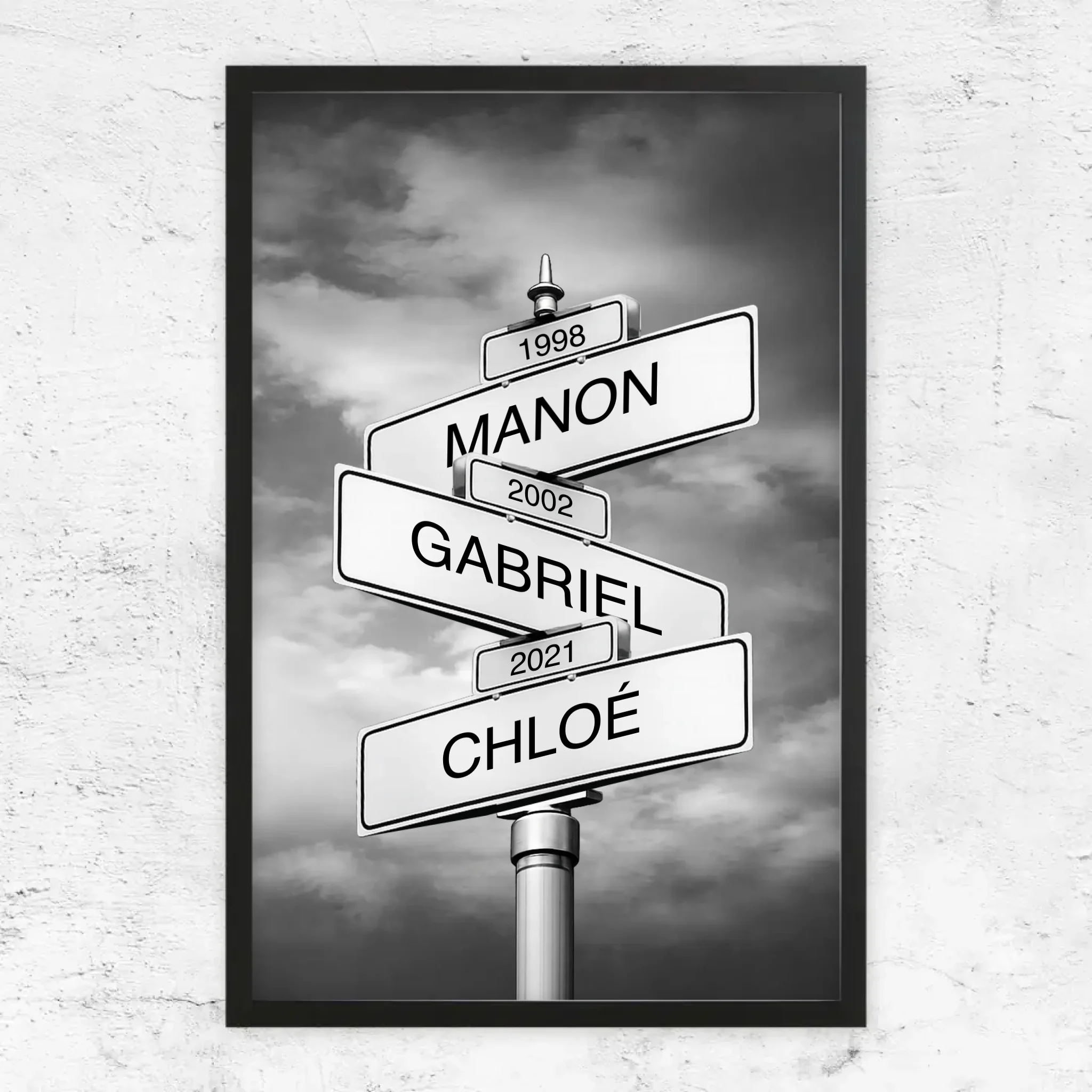 Poster personnalisé – Panneau de rue avec nom de famille et date