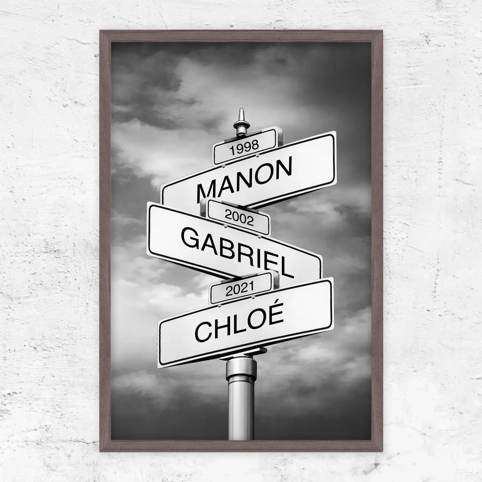 Poster personnalisé – Panneau de rue avec nom de famille et date