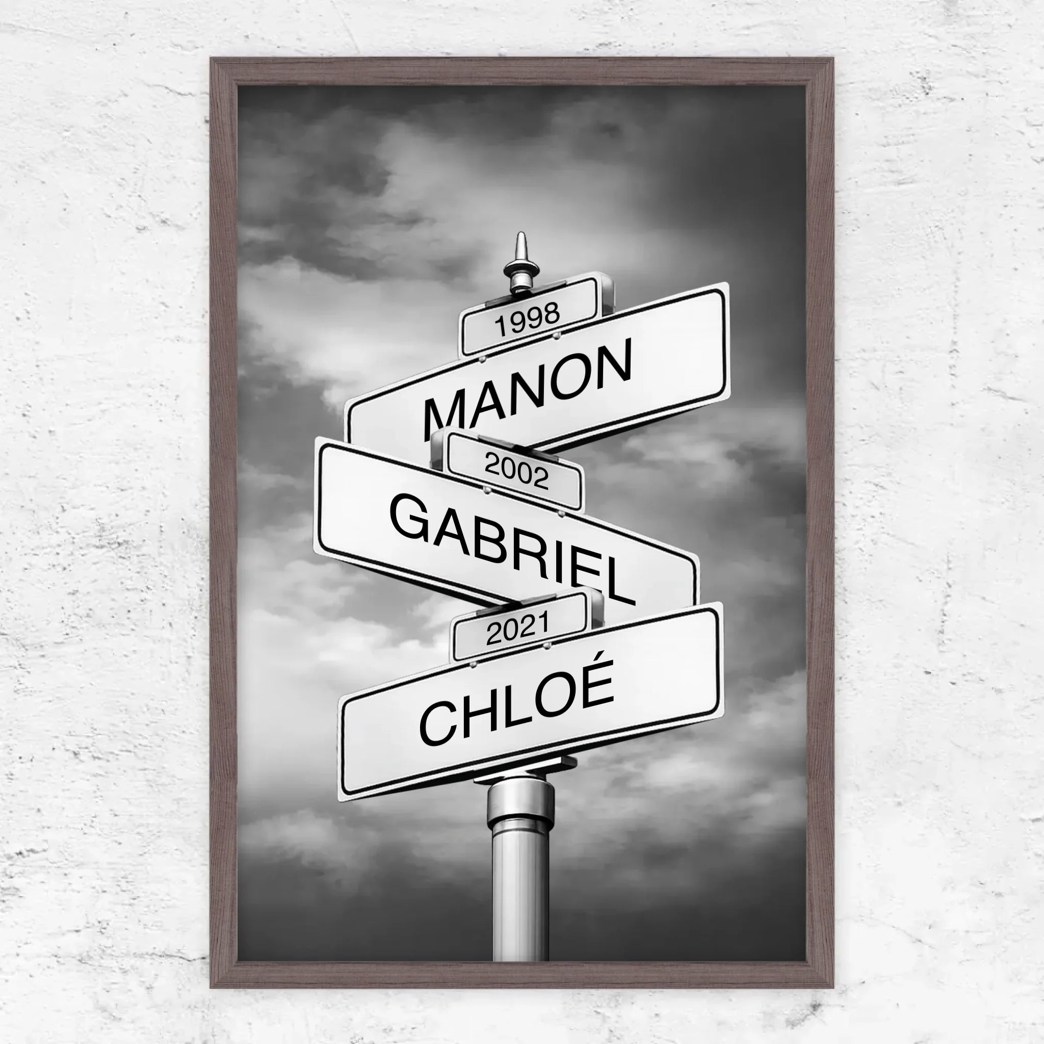 Poster personnalisé – Panneau de rue avec nom de famille et date