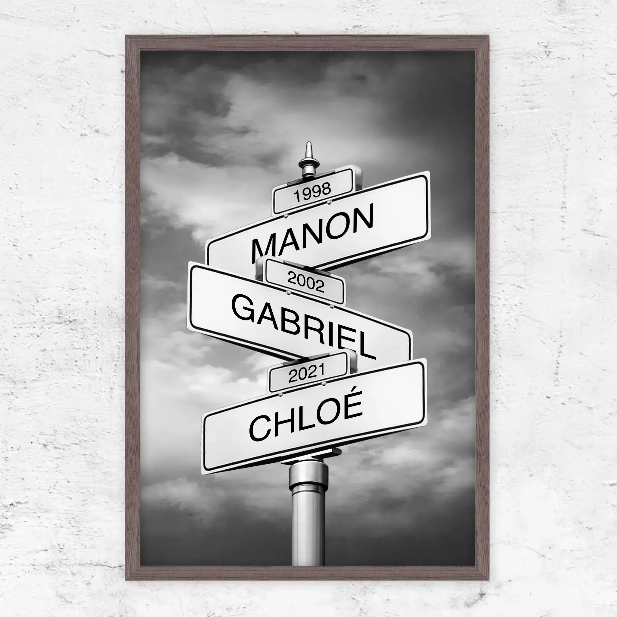 Poster personnalisé – Panneau de rue avec nom de famille et date