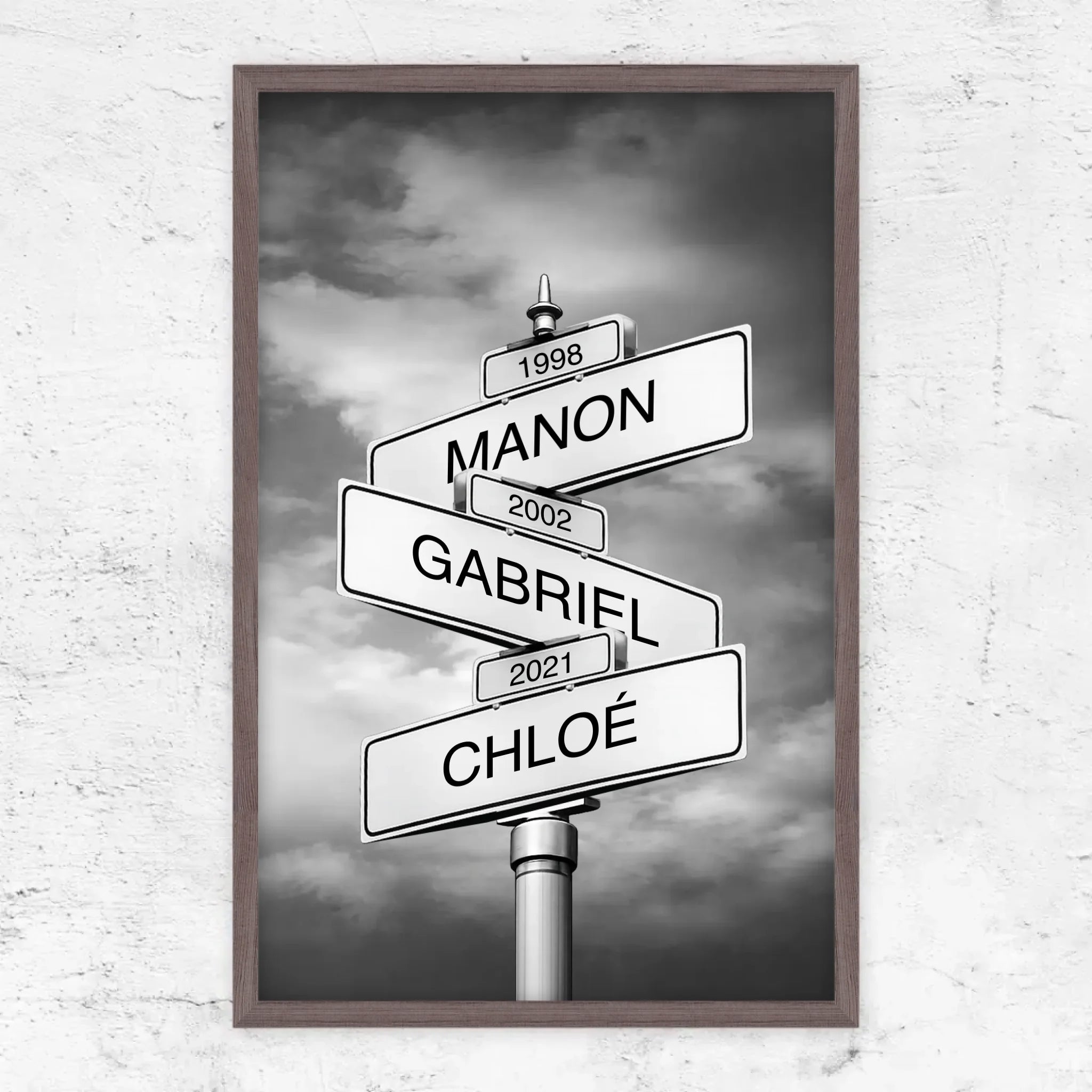 Poster personnalisé – Panneau de rue avec nom de famille et date