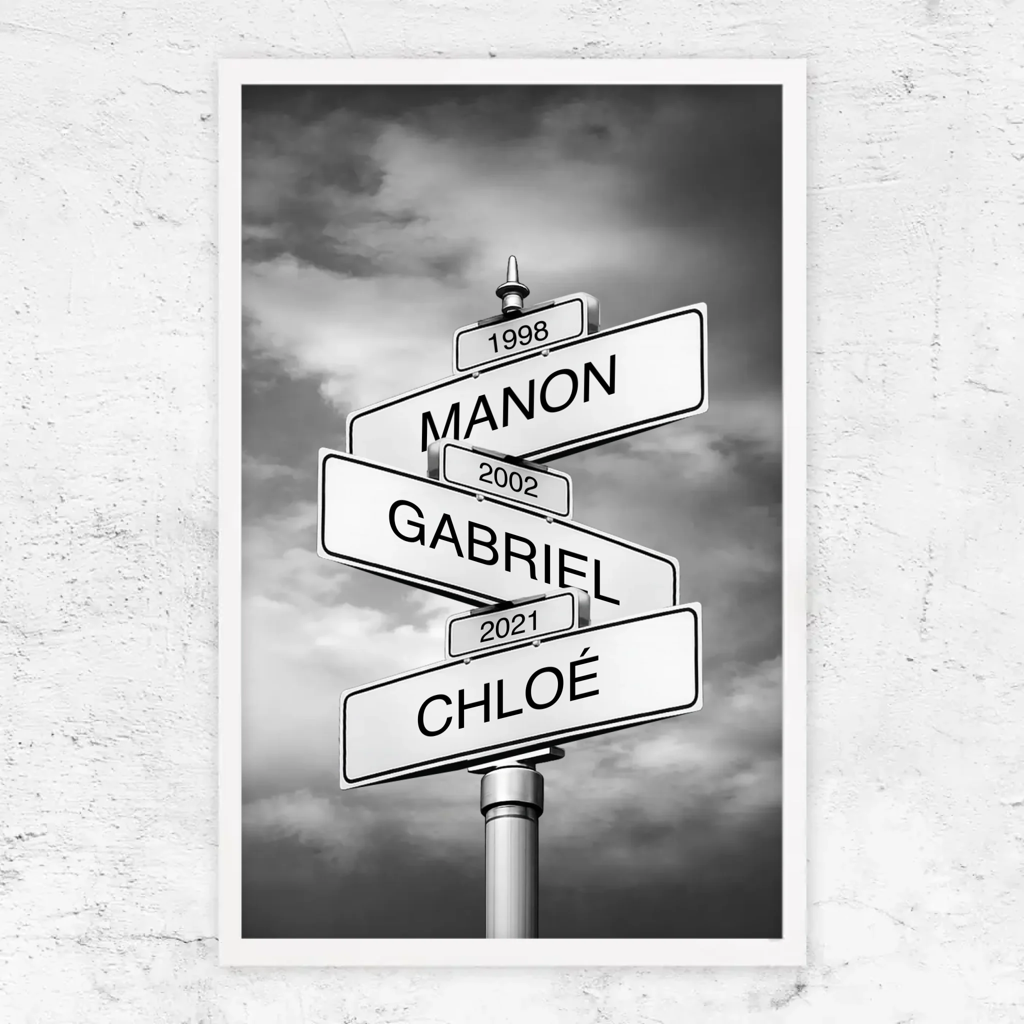 Poster personnalisé – Panneau de rue avec nom de famille et date