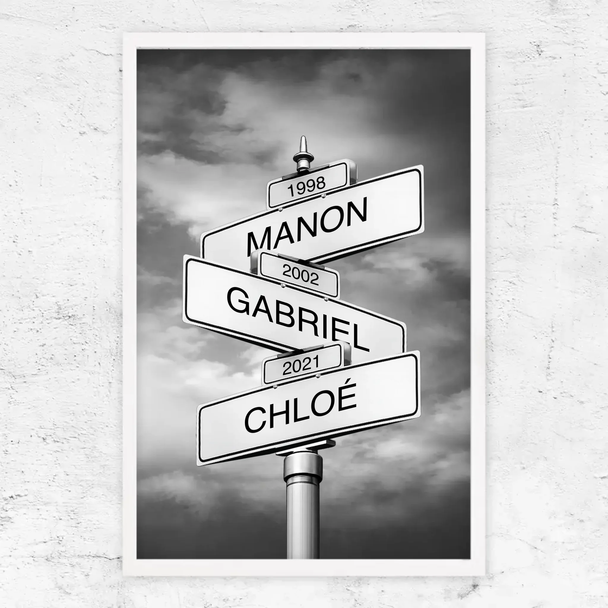 Poster personnalisé – Panneau de rue avec nom de famille et date