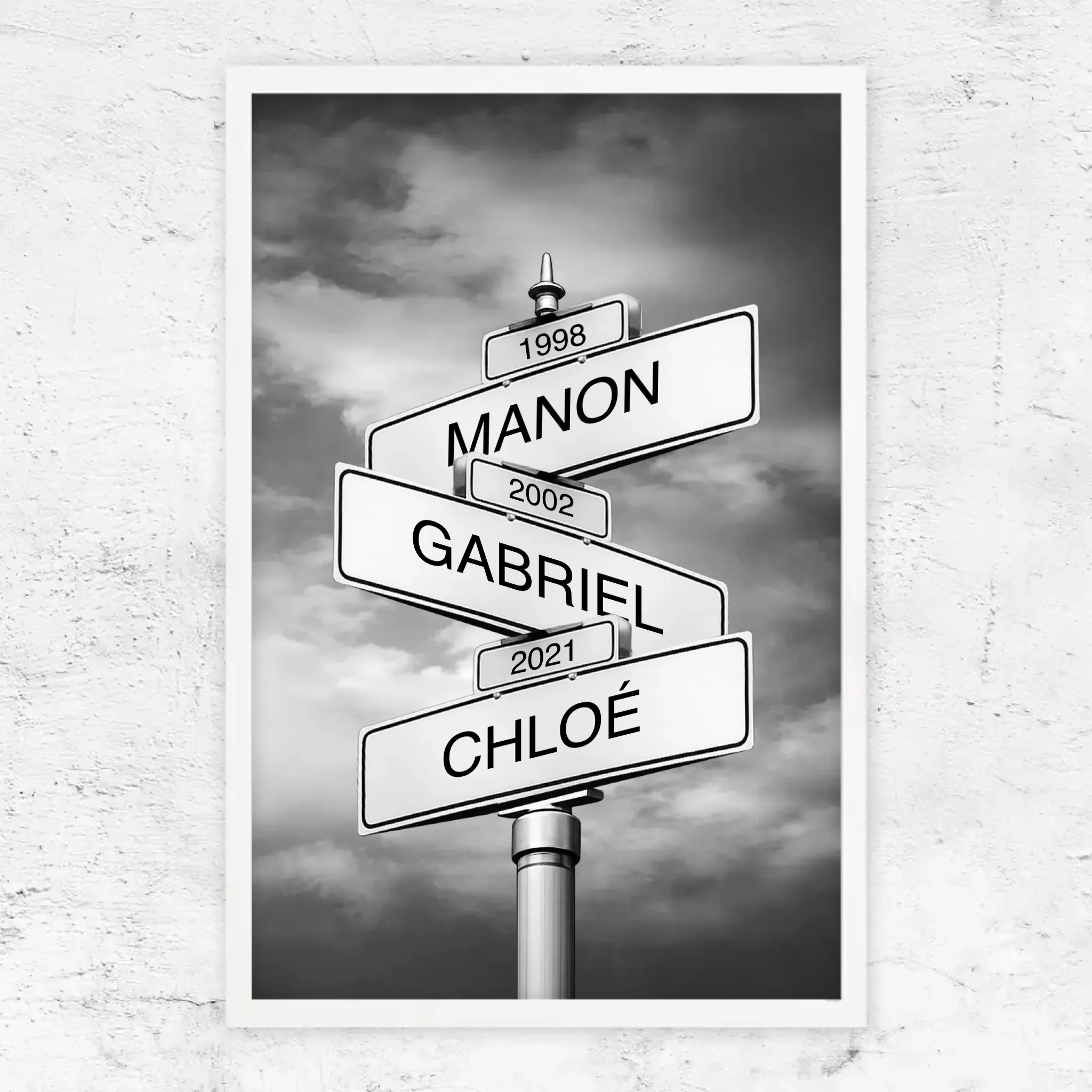 Poster personnalisé – Panneau de rue avec nom de famille et date