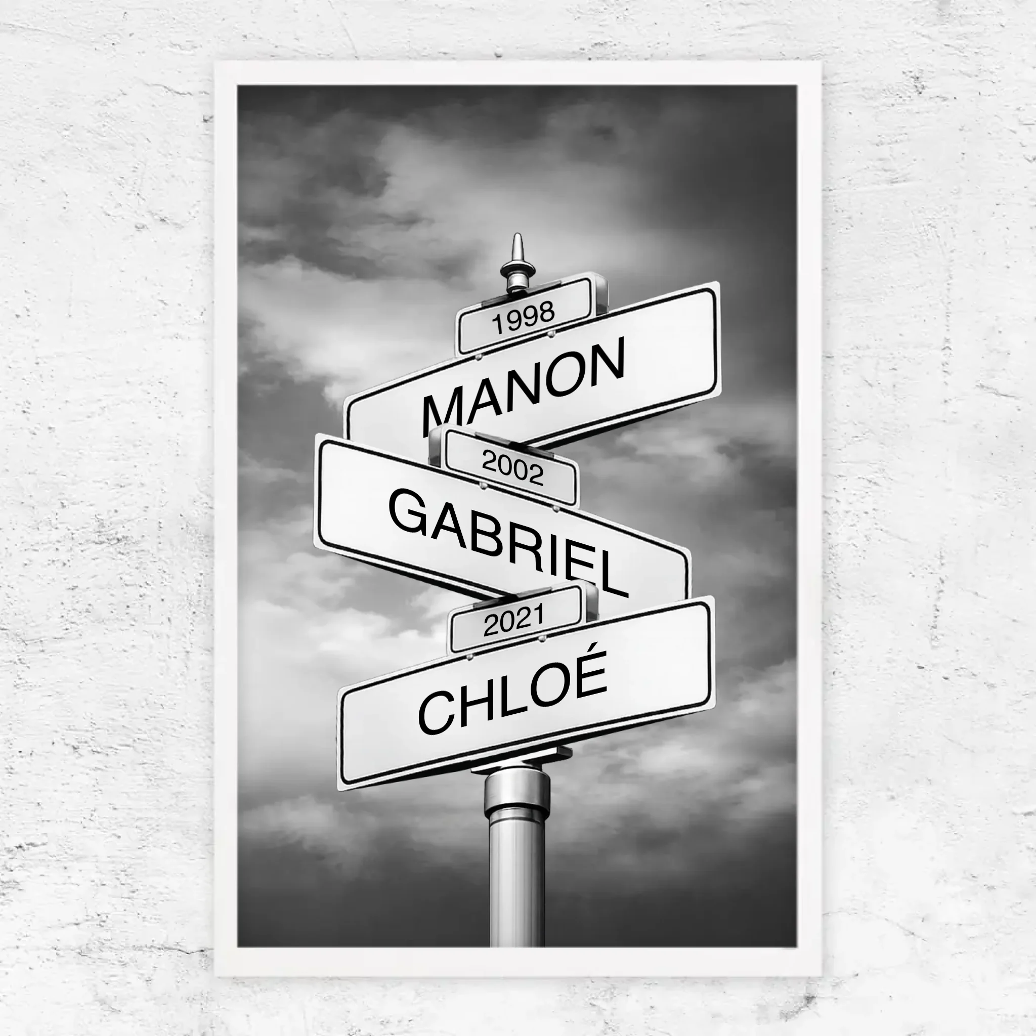 Poster personnalisé – Panneau de rue avec nom de famille et date