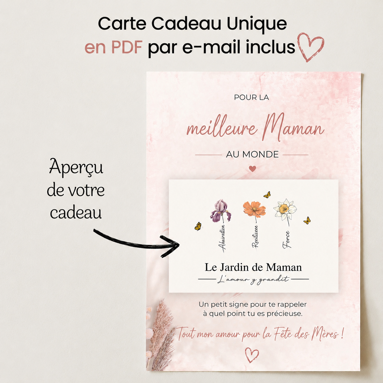 Aperçu de la carte d'annonce Fête des Mères