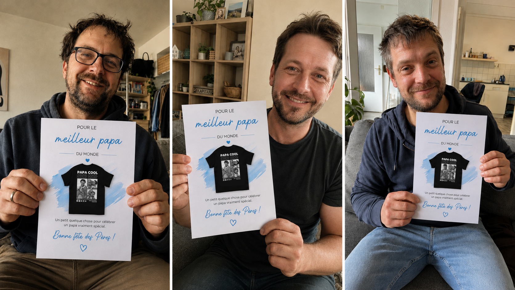 De vrais papas avec leur carte d'annonce